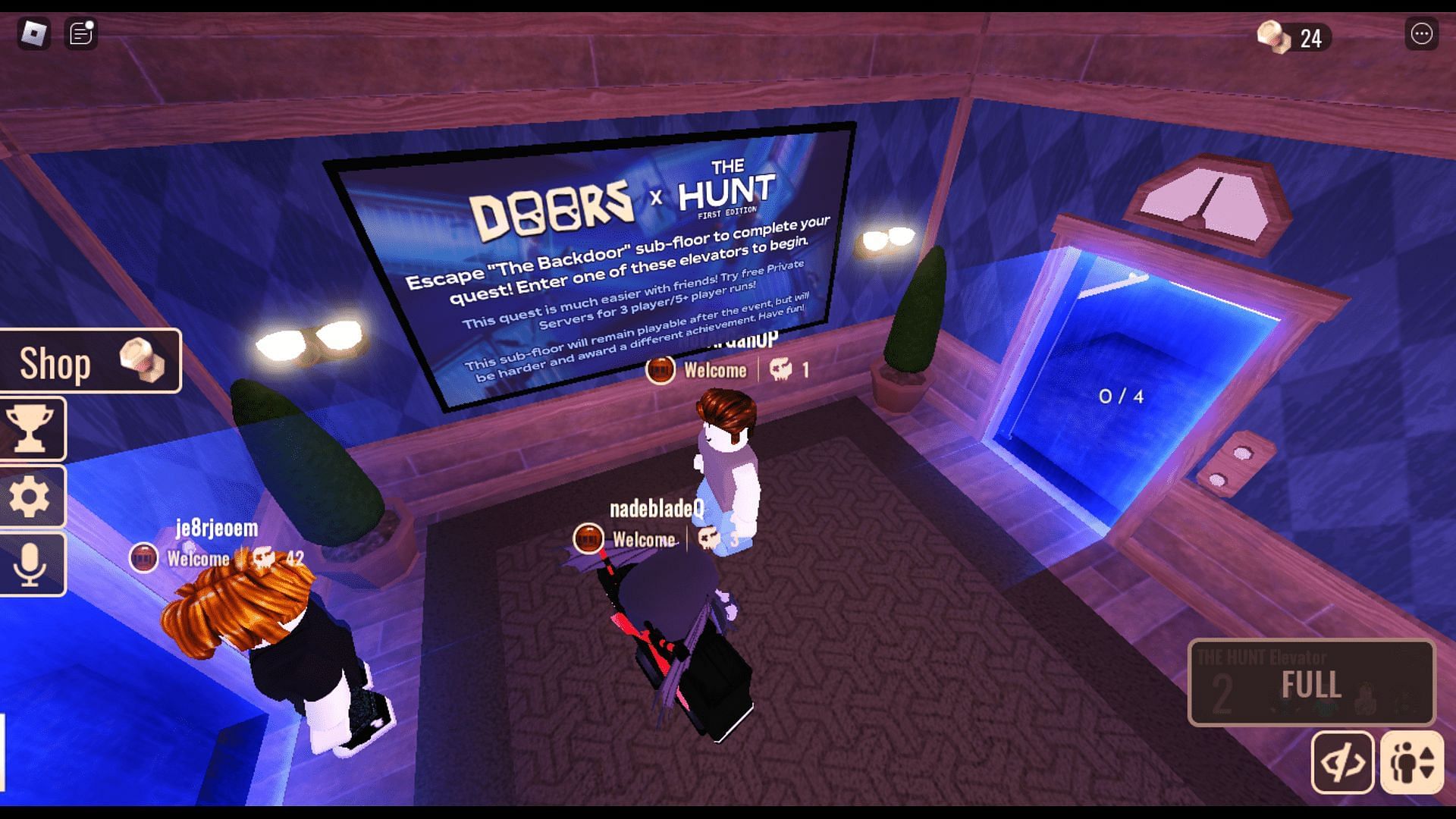 Gameplay screenshot of The Hunt quest in Doors (Roblox || Sportskeeda)
