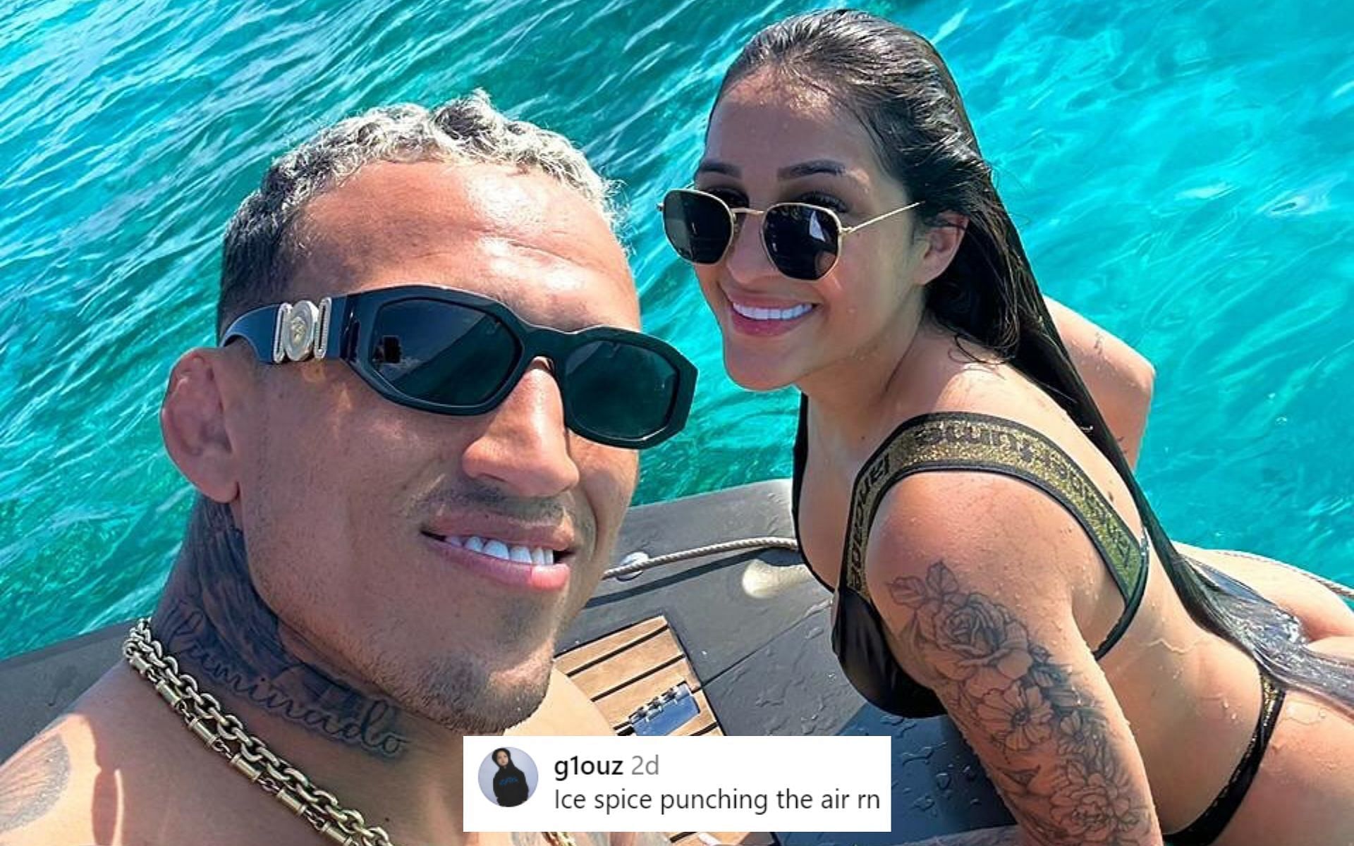 Charles Oliveira (left) posted a photo with his girlfriend and many flocked to Instagram to comment [Image Courtesy: @charlesdobronxs on Instagram]