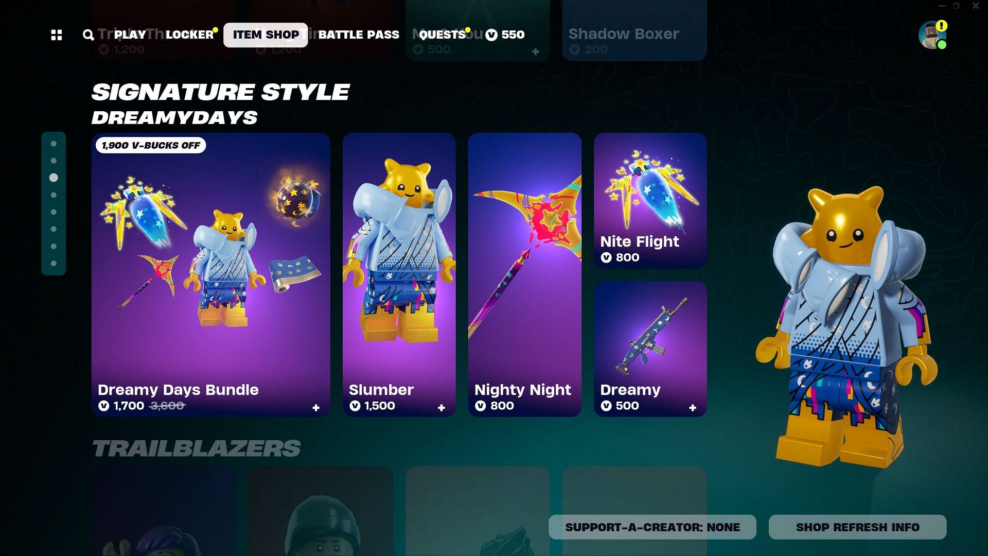Slumber Skin is currently listed in the Item Shop (Image via Epic Games)