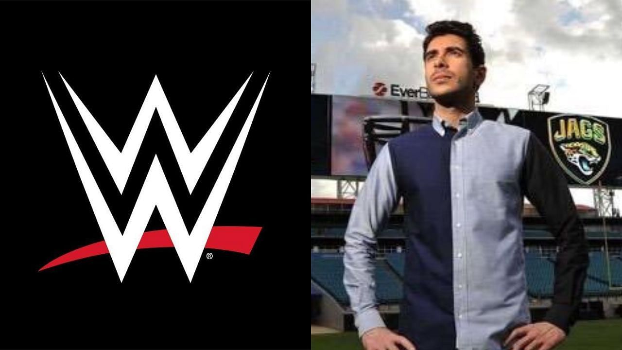 WWE logo (left) and Tony Kha (right)