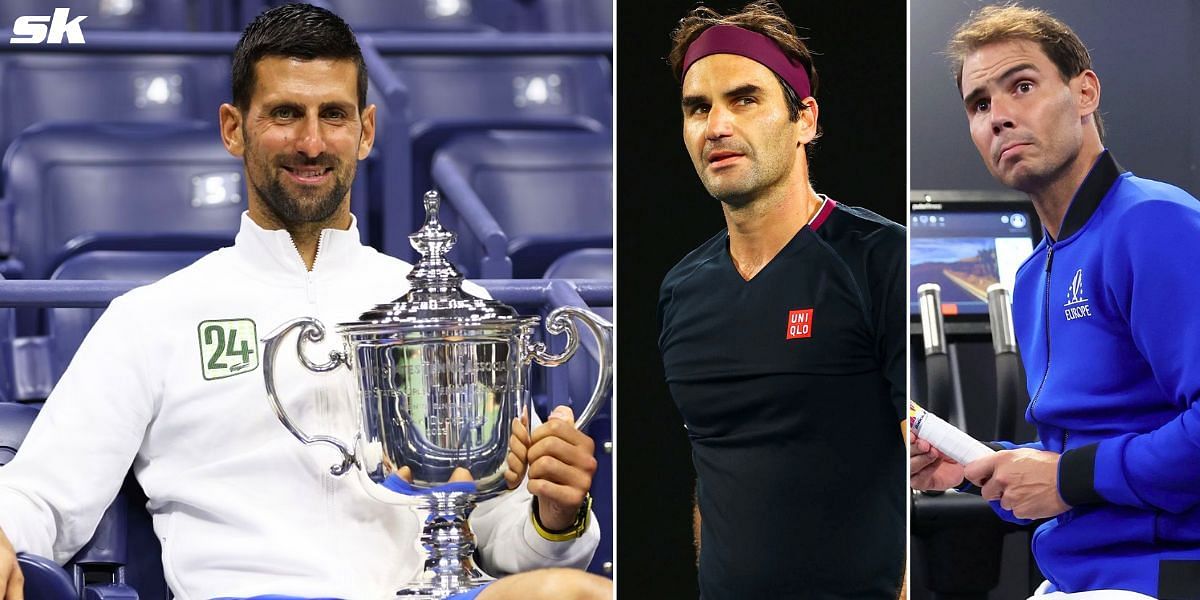 Novak Djokovic (L), Roger Federer (C), and Rafael Nadal