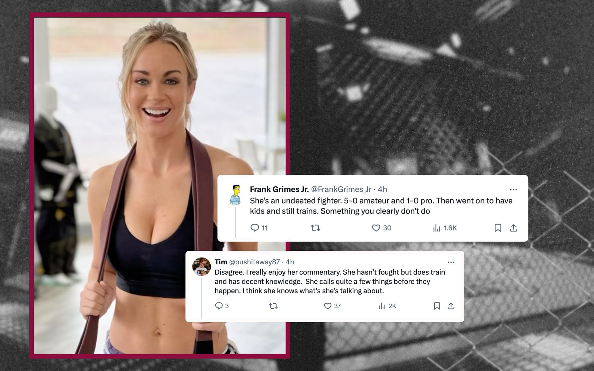 Fans react after former UFC contender takes jibe at Laura Sanko online. [Image courtesy: @laura_sanko on Instagram]