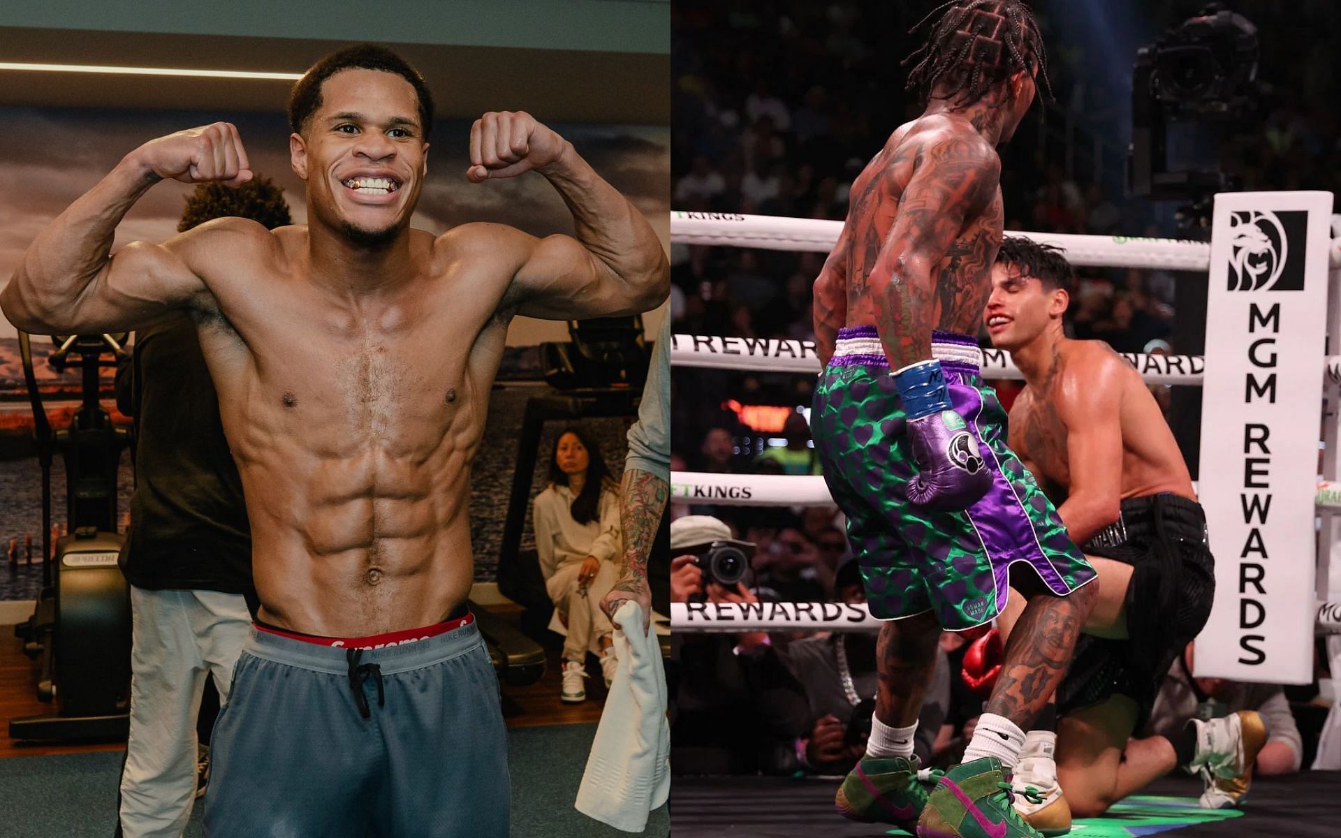 Devin Haney (left) blasts Ryan Garcia (right) for leaking sparring session between 