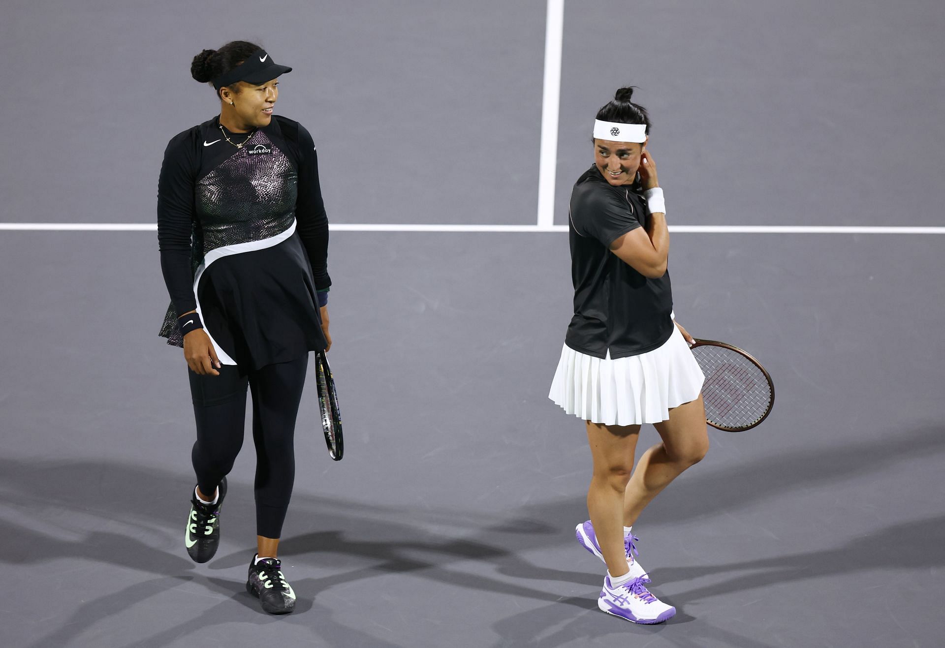 Naomi Osaka and Ons Jabeur at the 2024 Abu Dhabi Open