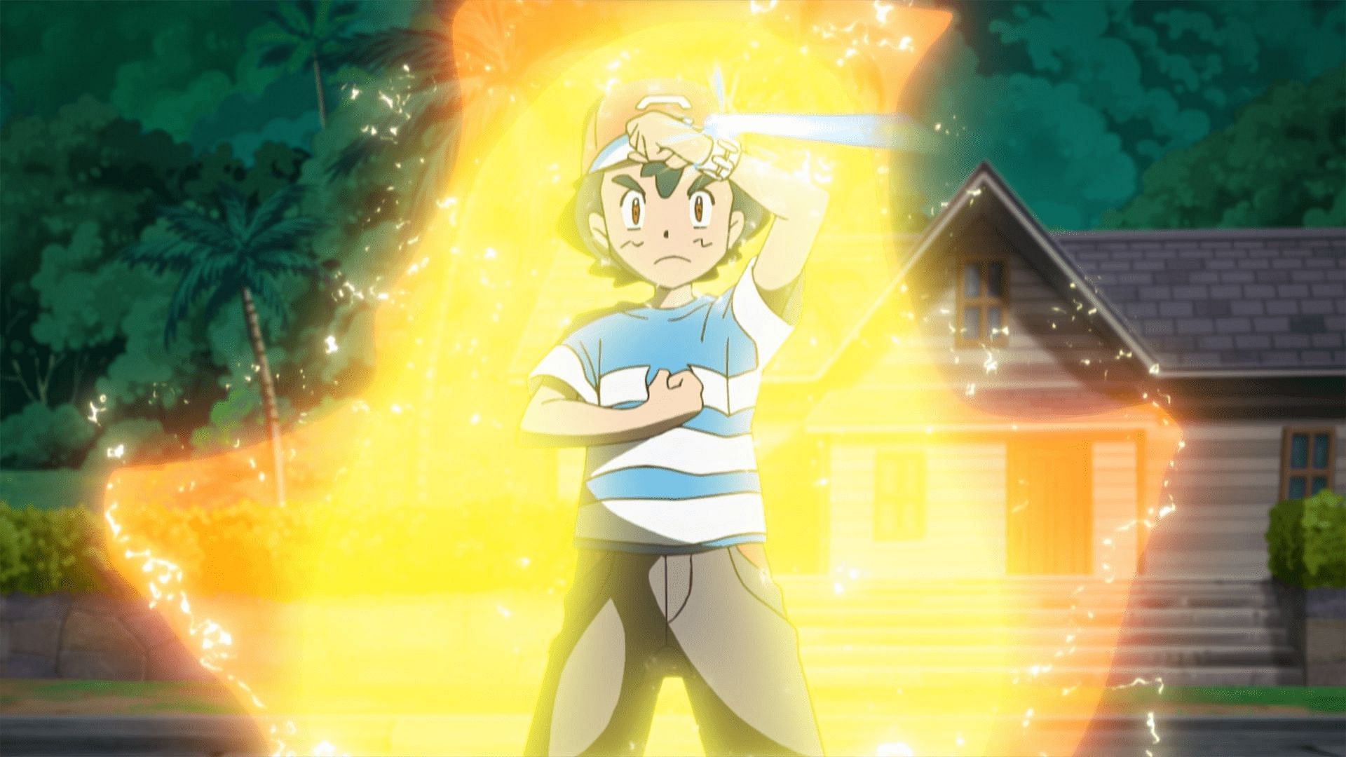 Ash Ketchum activates a Z-Move in the Sun and Moon anime (Image via The Pokemon Company)