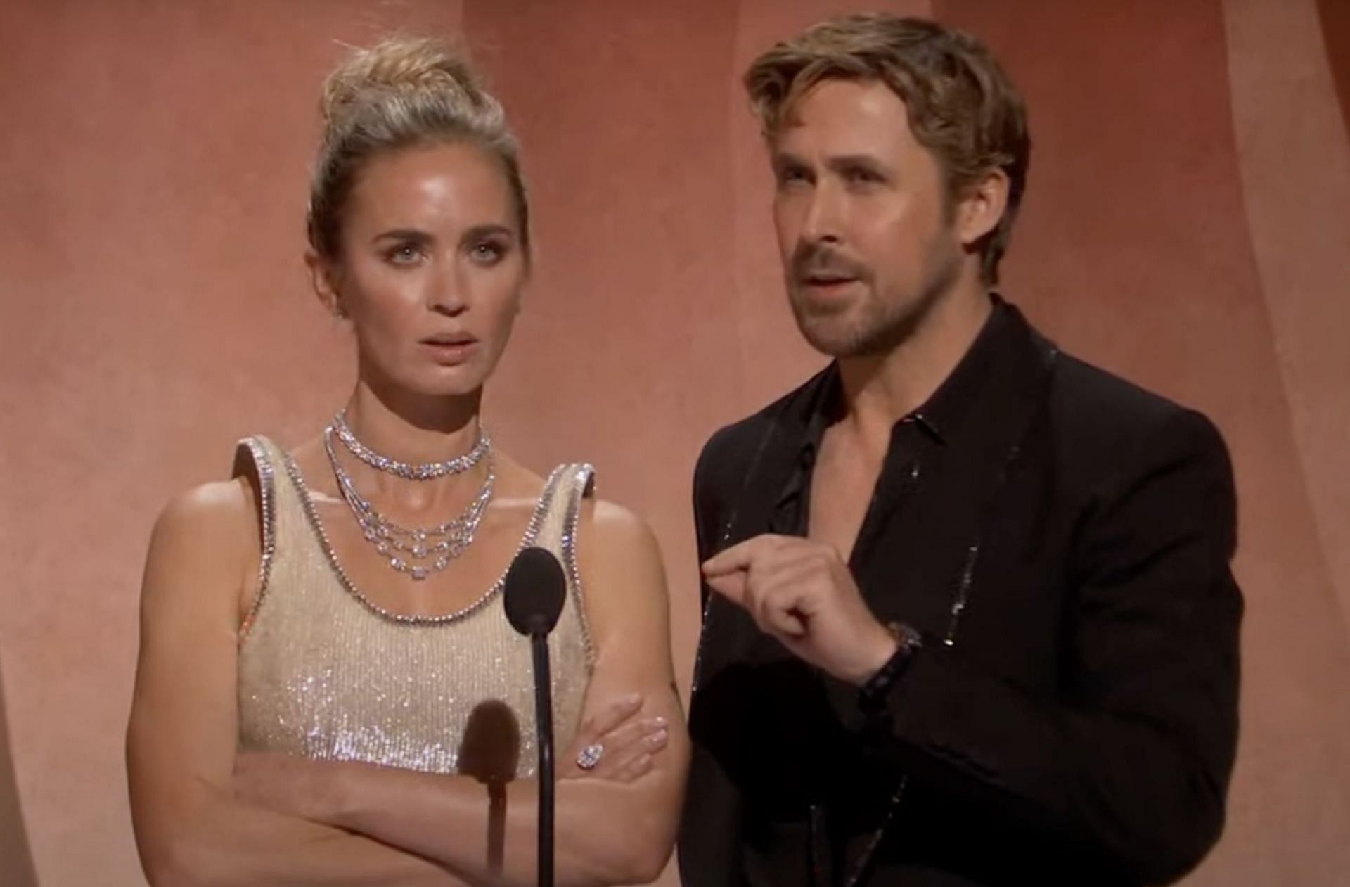 A still of Ryan Gosling and Emily Blunt at Oscars 2024. (Image via Academy Awards)