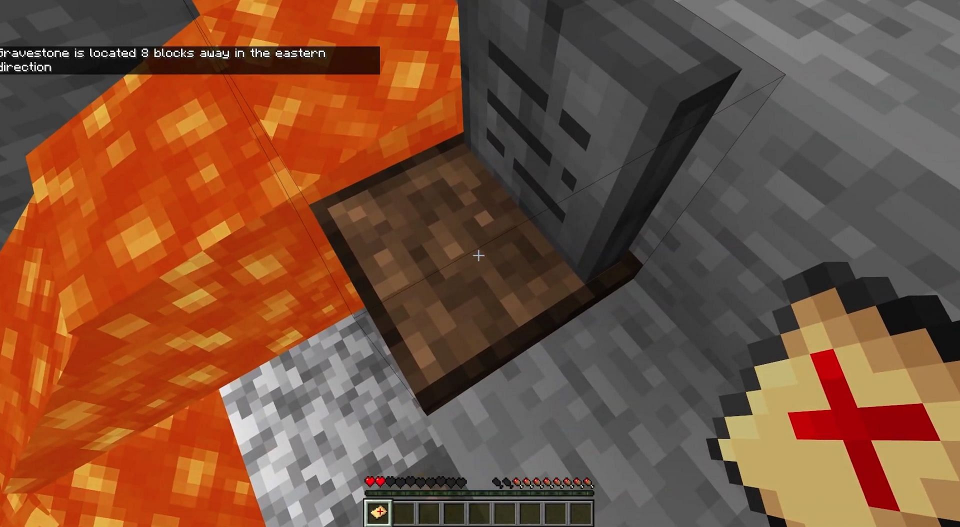 Accessing the gravestone in the game (screenshot from YouTube/Bedrock Princess)