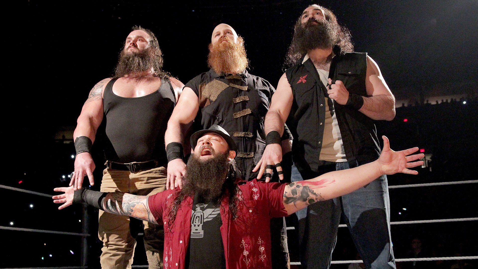 The Wyatt Family poses on WWE SmackDown - Bray Wyatt, Erick Rowan, Braun Strowman, Luke Harper
