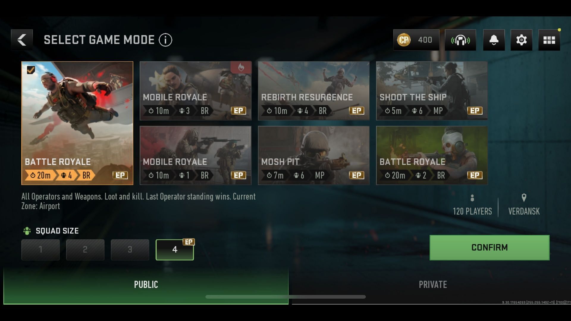 Available modes in WZ Mobile (Image via Activision)