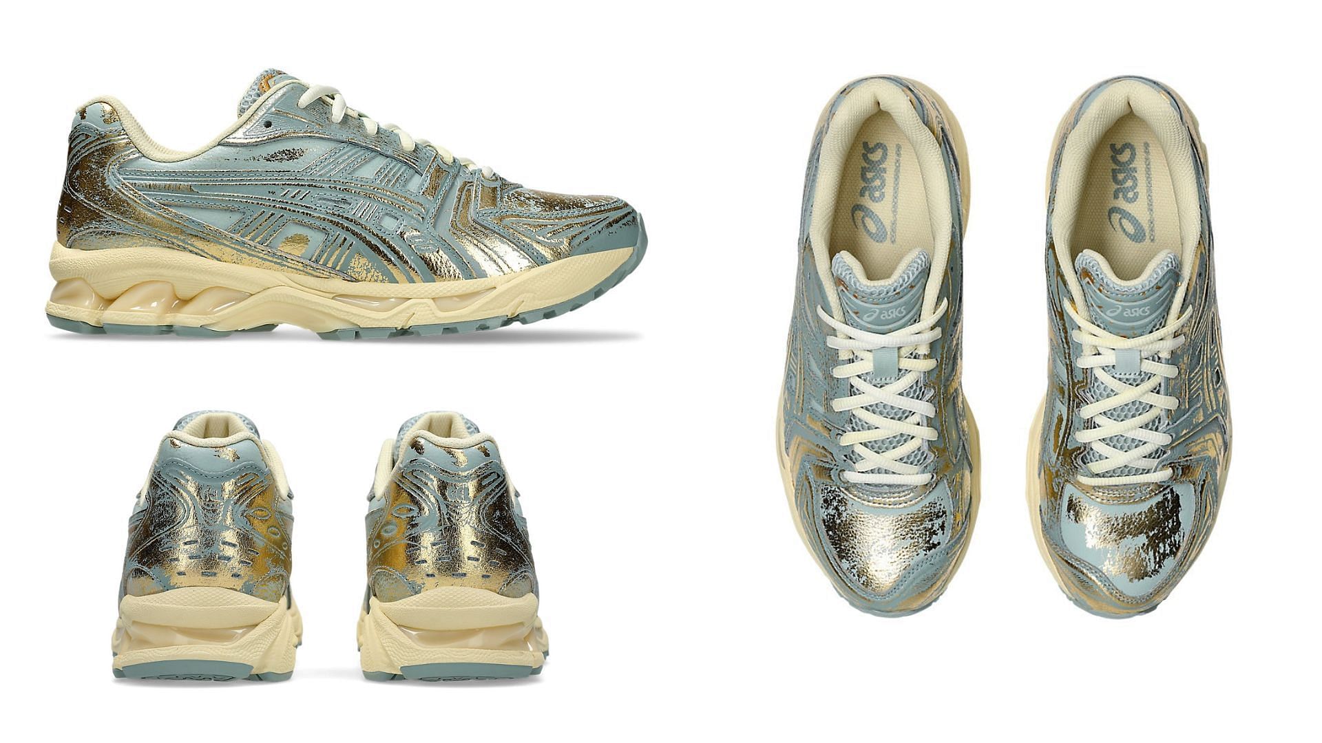 A closer look at the Asics Gel-Kayano 14 Pre-Worn sneakers (Image via YouTube/@ragnoupdates)