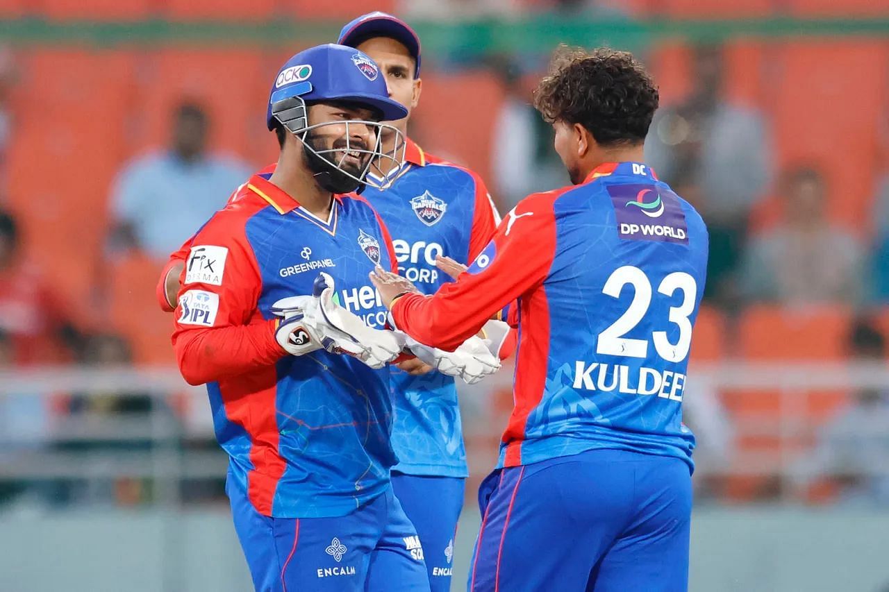 Rishab Pant celebrating a wicket with Kuldeep Yadav (credit: bcci.tv)