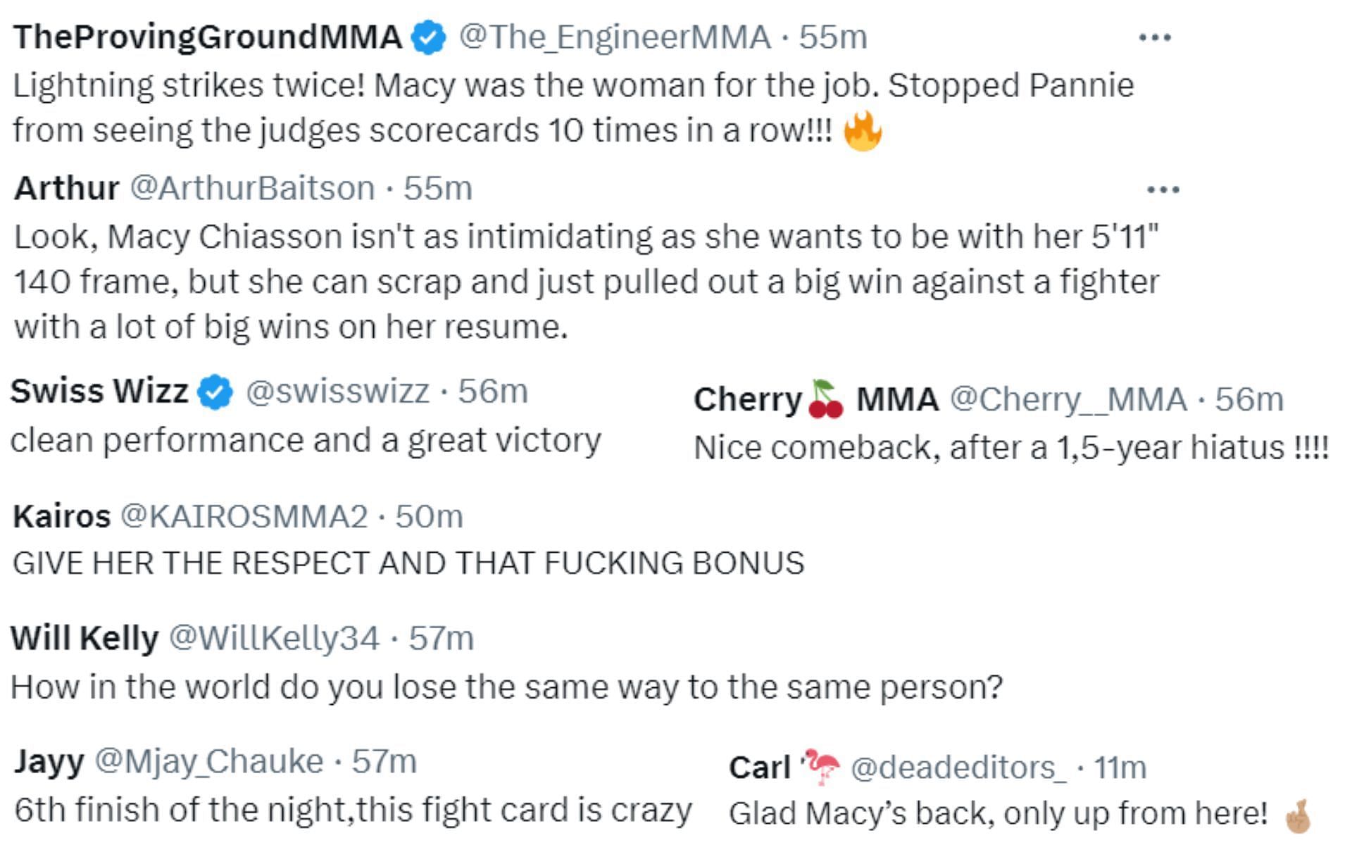 MMA fans react to Macy Chiasson vs. Pannie Kianzad [Image credits: @ufc on &#039;X&#039;]