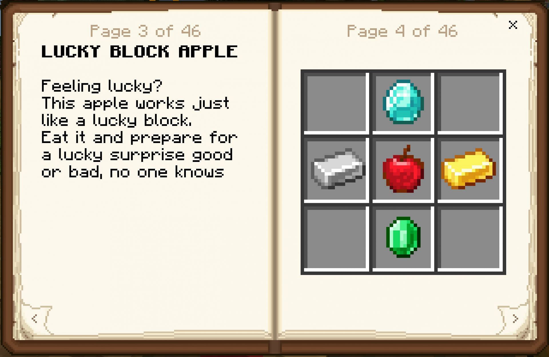 The lucky apple is one of the worlds most comedic additions (Image via Mojang)