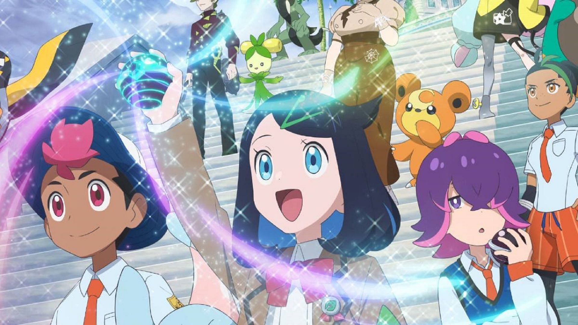 Pokemon Horizons' Episode 44 preview shared key art of the upcoming Terastal Debut arc (Image via The Pokemon Company)