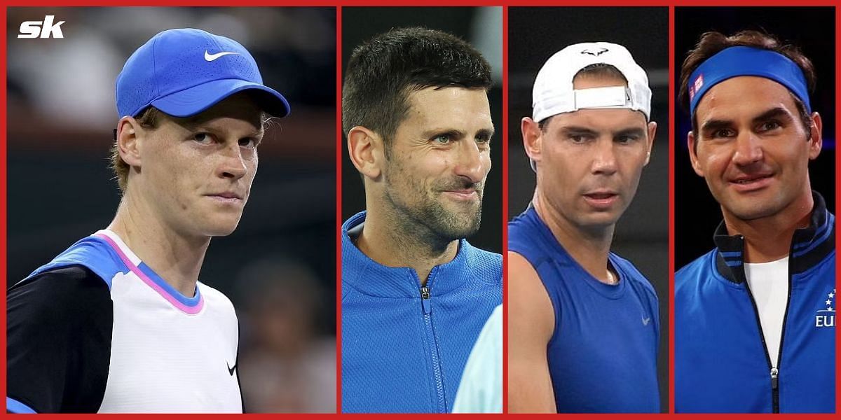 Jannik Sinner, Novak Djokovic, Rafael Nadal and Roger Federer