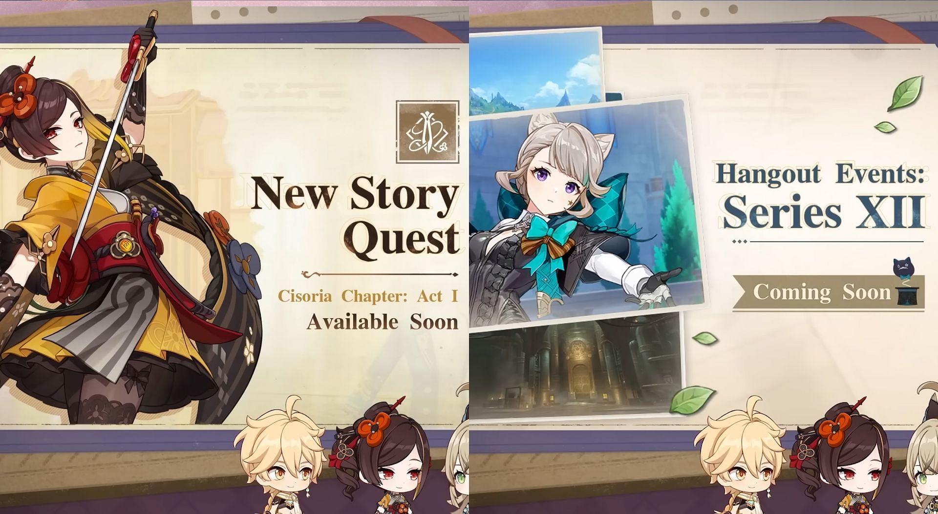 Chiori Story quest and Lynette Hangout quest. (Image via HoYoverse)