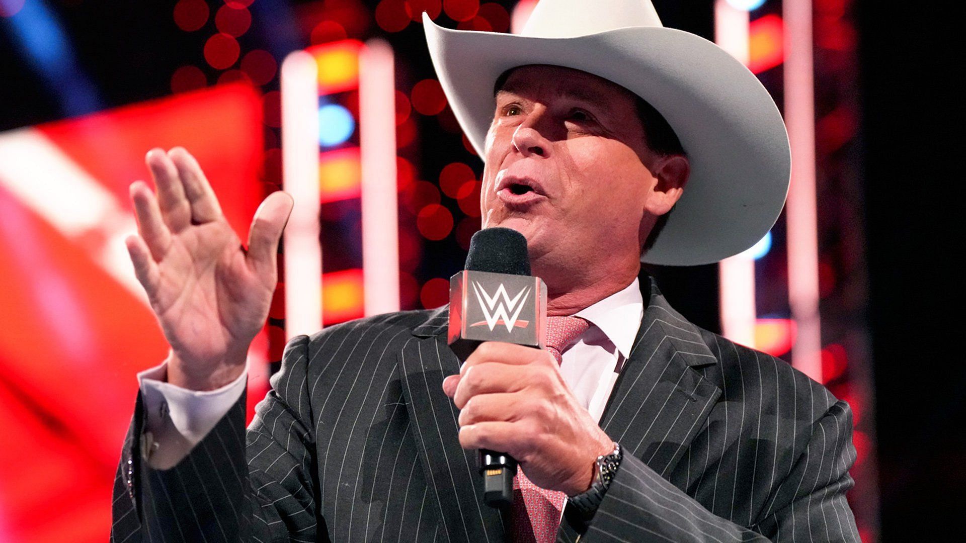 WWE Hall of Famer JBL speaks to fans on a live RAW