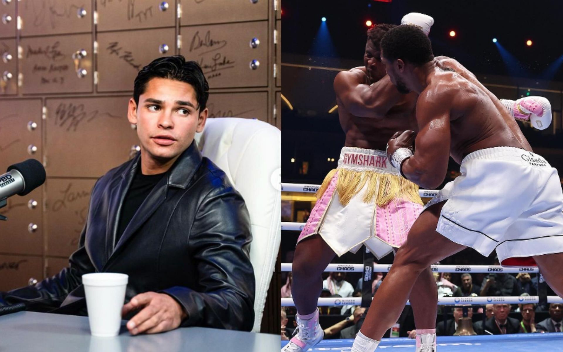 Ryan Garcia had some harsh words after Anthony Joshua vs. Francis Ngannou. [Images via @kingryan and @matchroomboxing on Instagram]