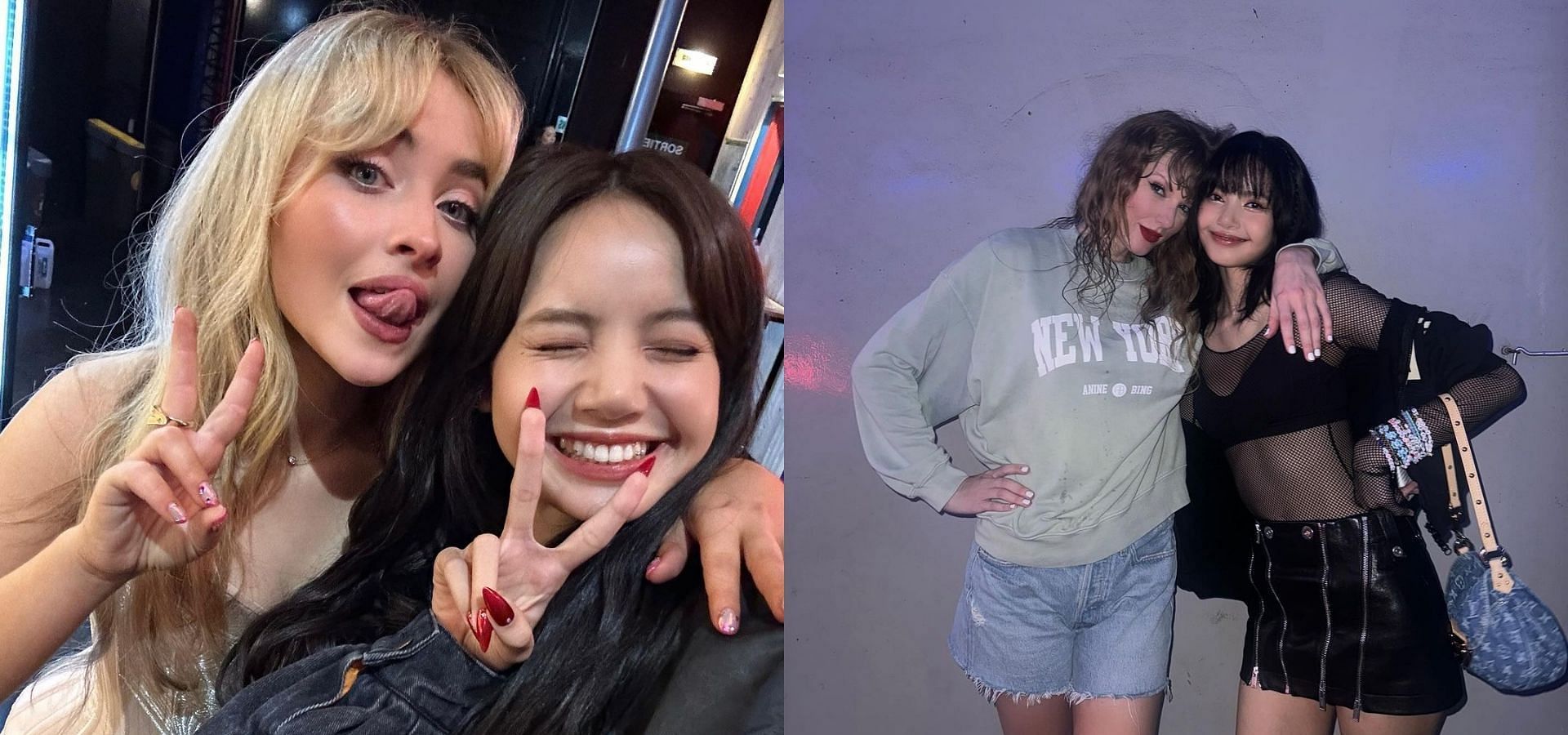 Sabrina Carpenter, Lisa, and Taylor Swift (images via Instagram/@lalalalisa_m) 