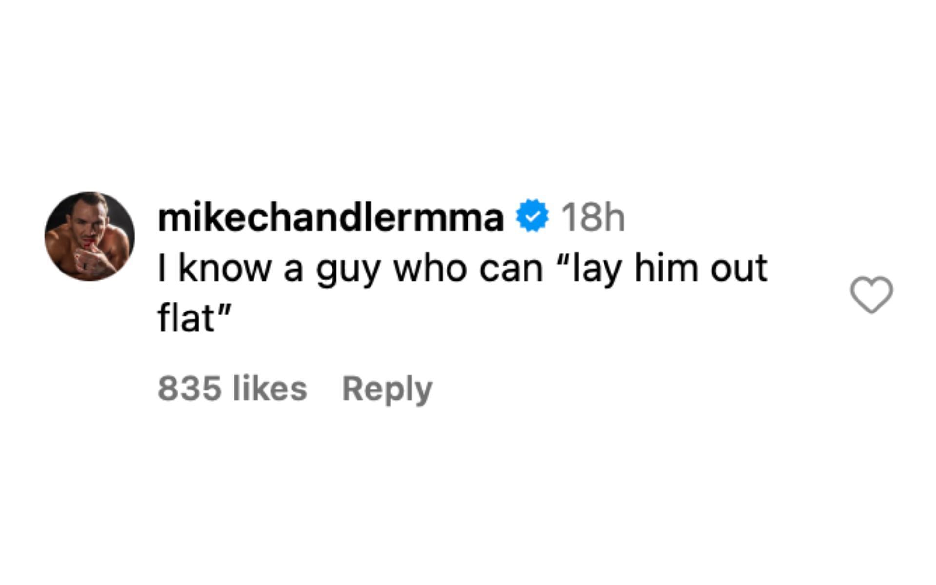 Michael Chandler responds to Conor McGregor on Instagram [via @mmafighting on Instagram]