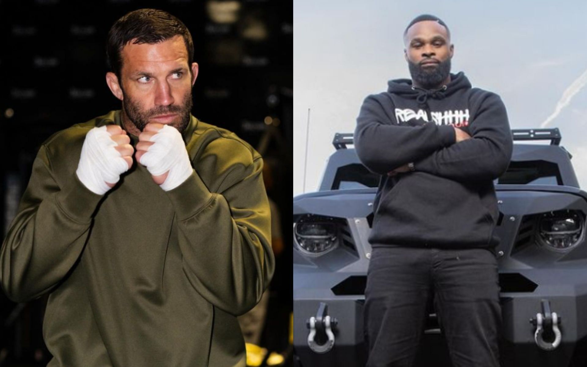 Luke Rockhold (L) and Tyron Woodley (R) will reportedly be coaches in Russia. [Images via @therealest and @LukeRockhod on Instagram]
