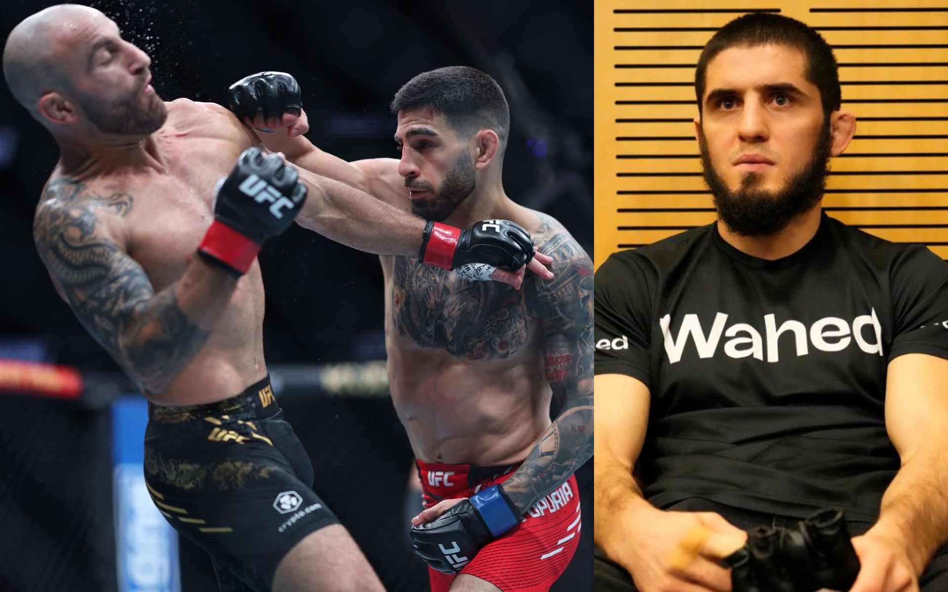 Islam Makhachev (right) blames Alexander Volkanovski