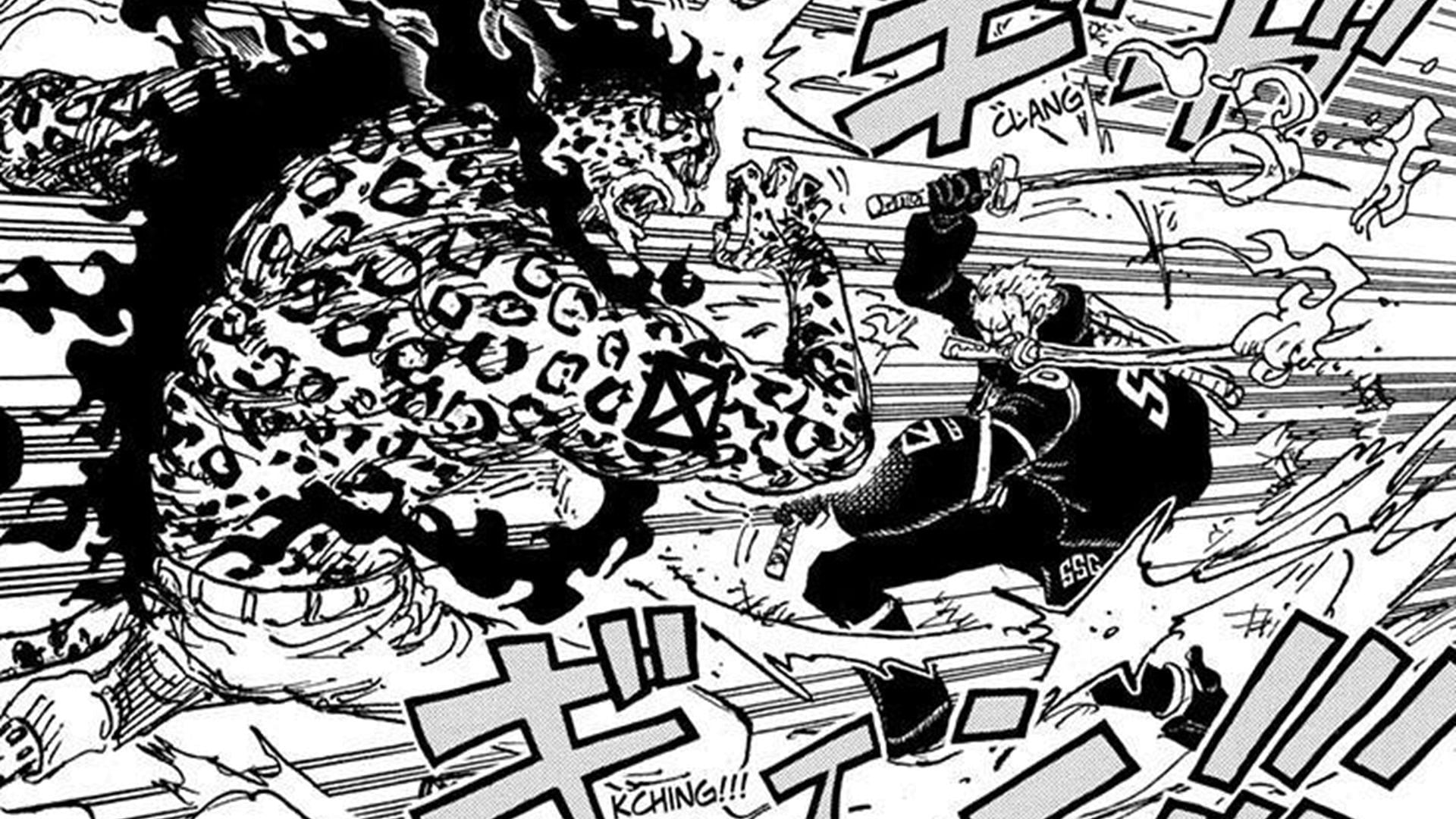 Zoro vs Lucci in One Piece chapter 1093 (Image via Shueisha)