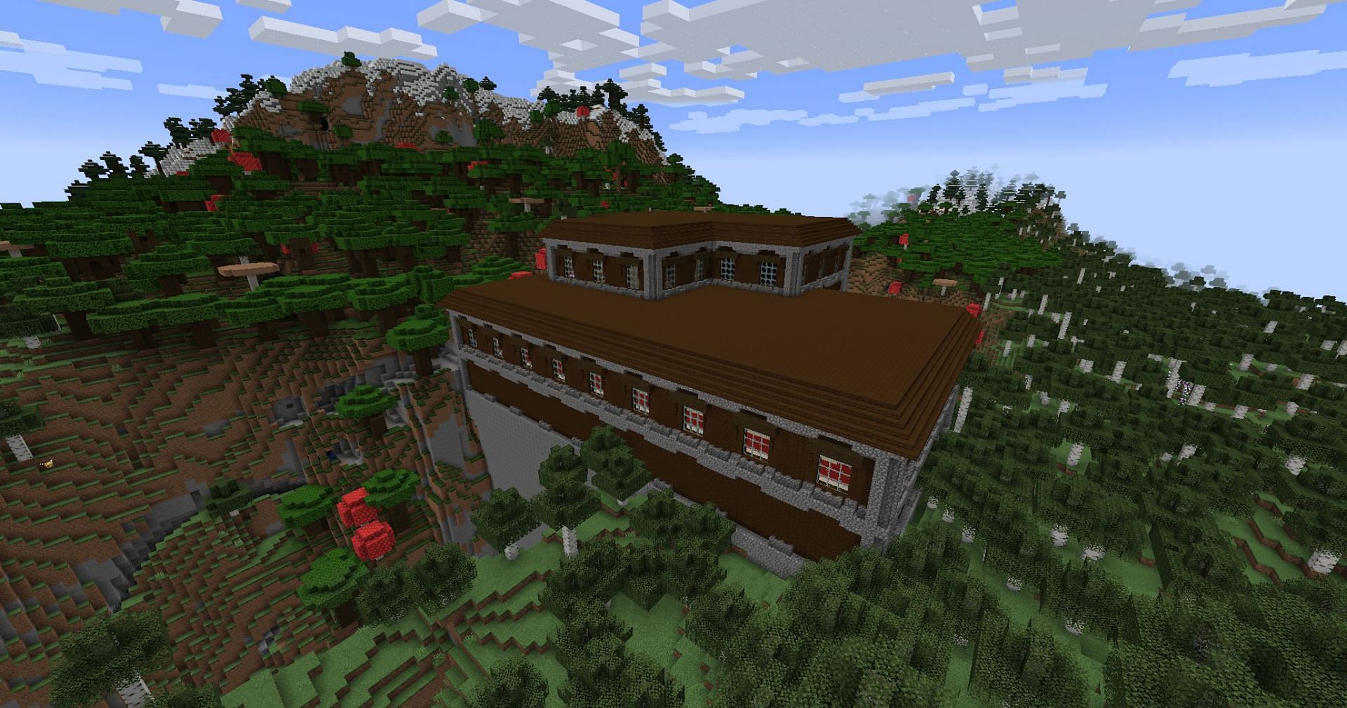 This mansion generated with quite a tall foundation (Image via Mojang)