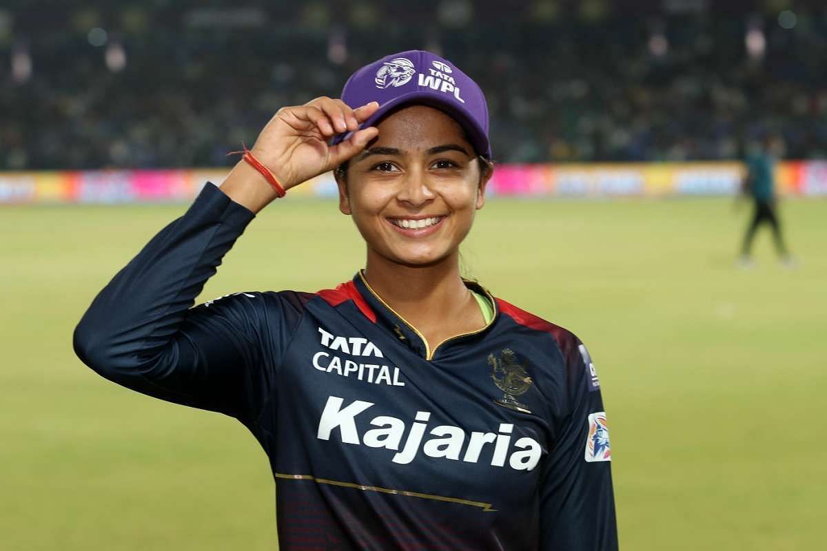 Shreyanka Patil wearing the Purple Cap in WPL 2024