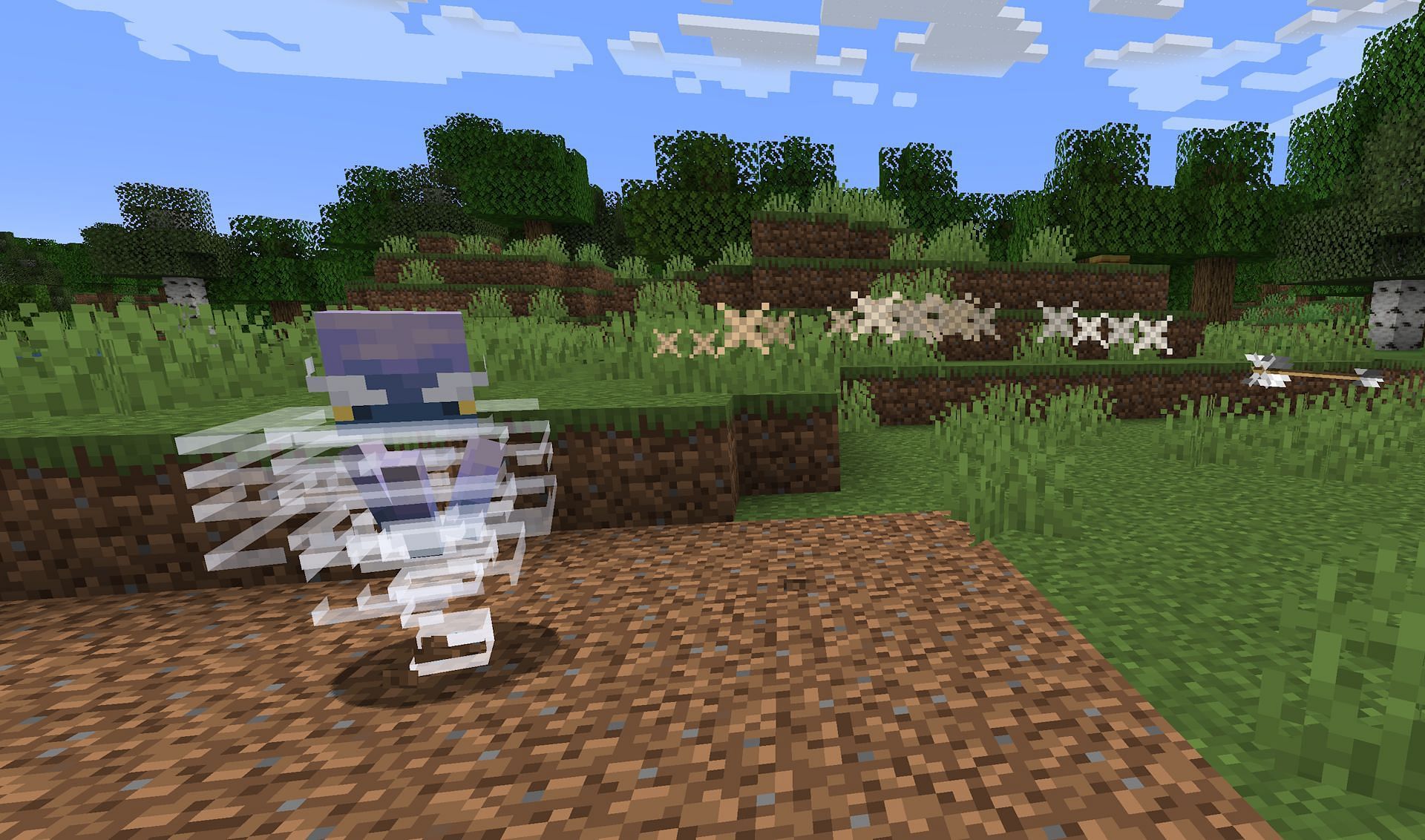 Arrows are sent soaring away from the breeze (Image via Mojang)