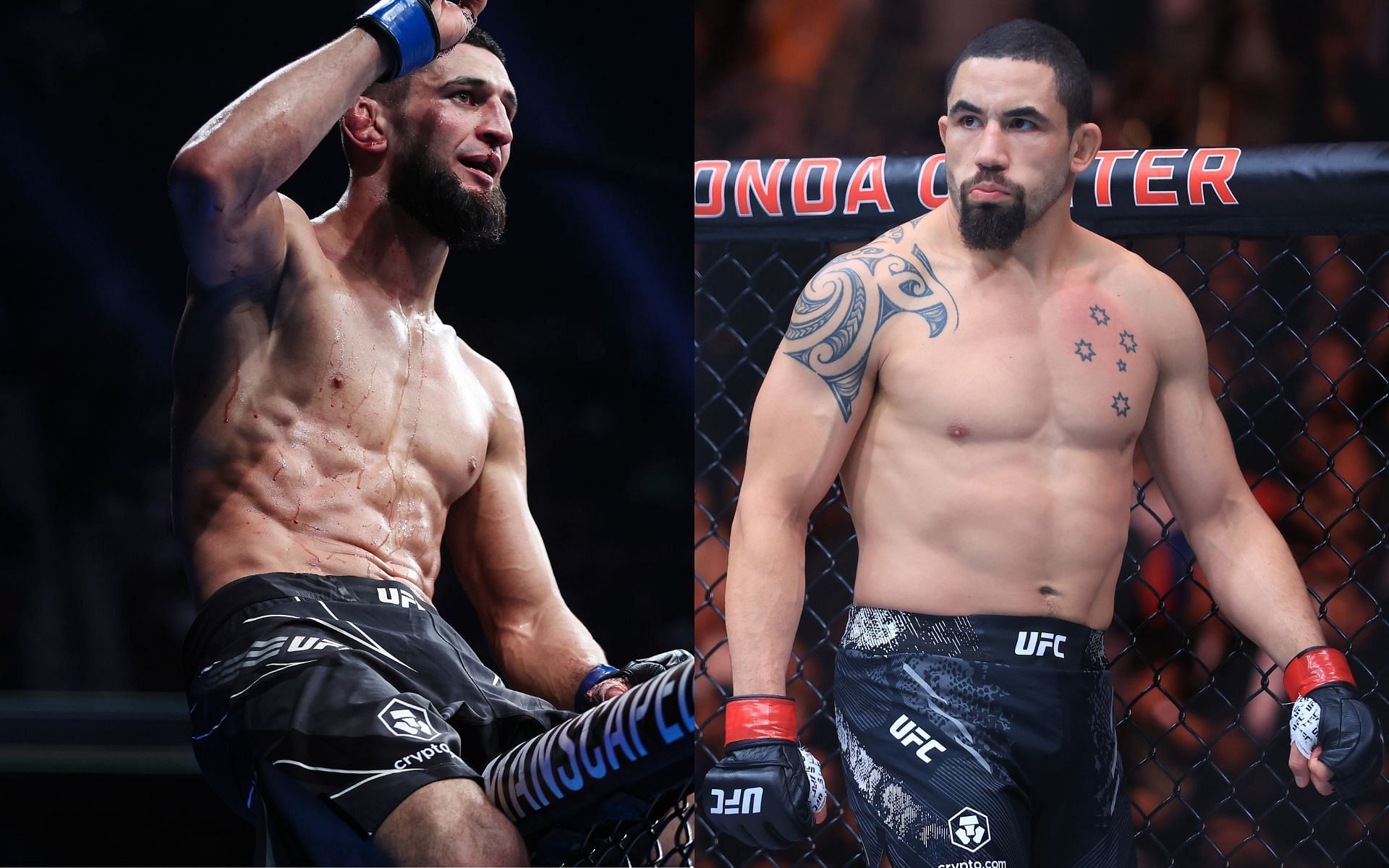 Khamzat Chimaev (left) appears to be on a collision course with Robert Whittaker (right) [Images courtesy: Getty Images]