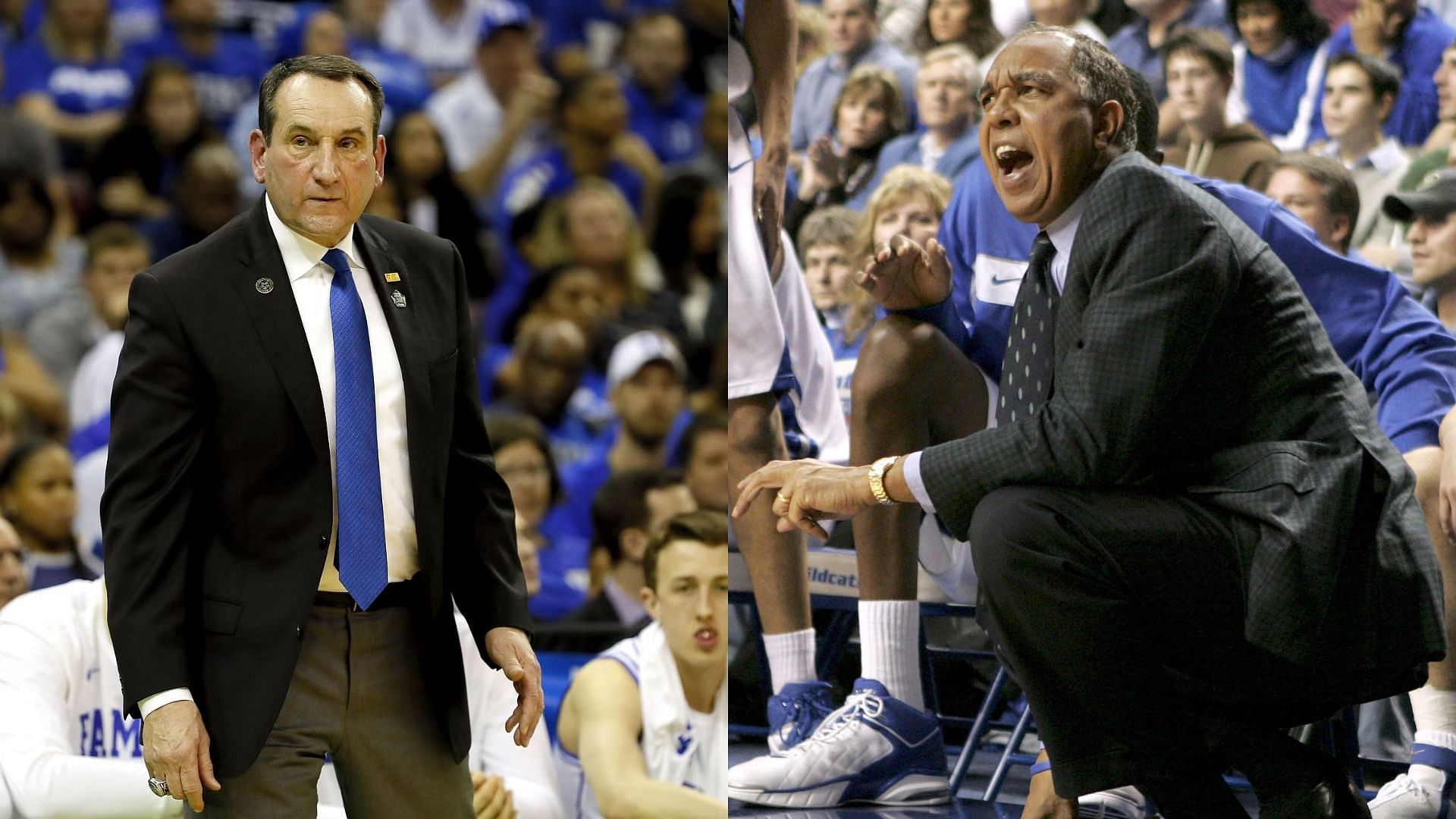 Former Duke head coach Mike Krzyzewski and former Kentucky head coach Tubby Smith