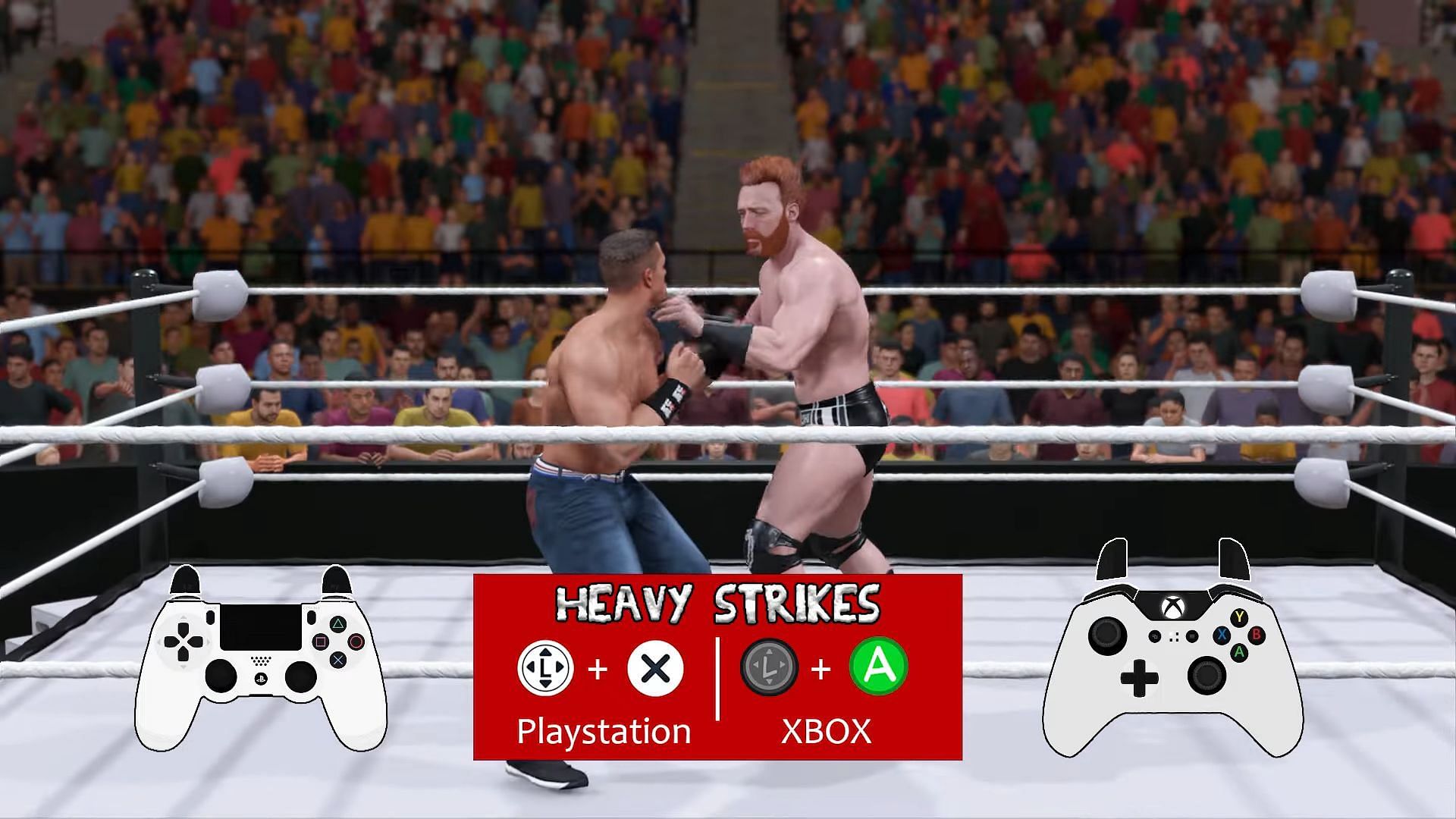 Heavy attacks in WWE 2K24 (Image via 2K Games/ TheGameBreakersUK on YouTube)