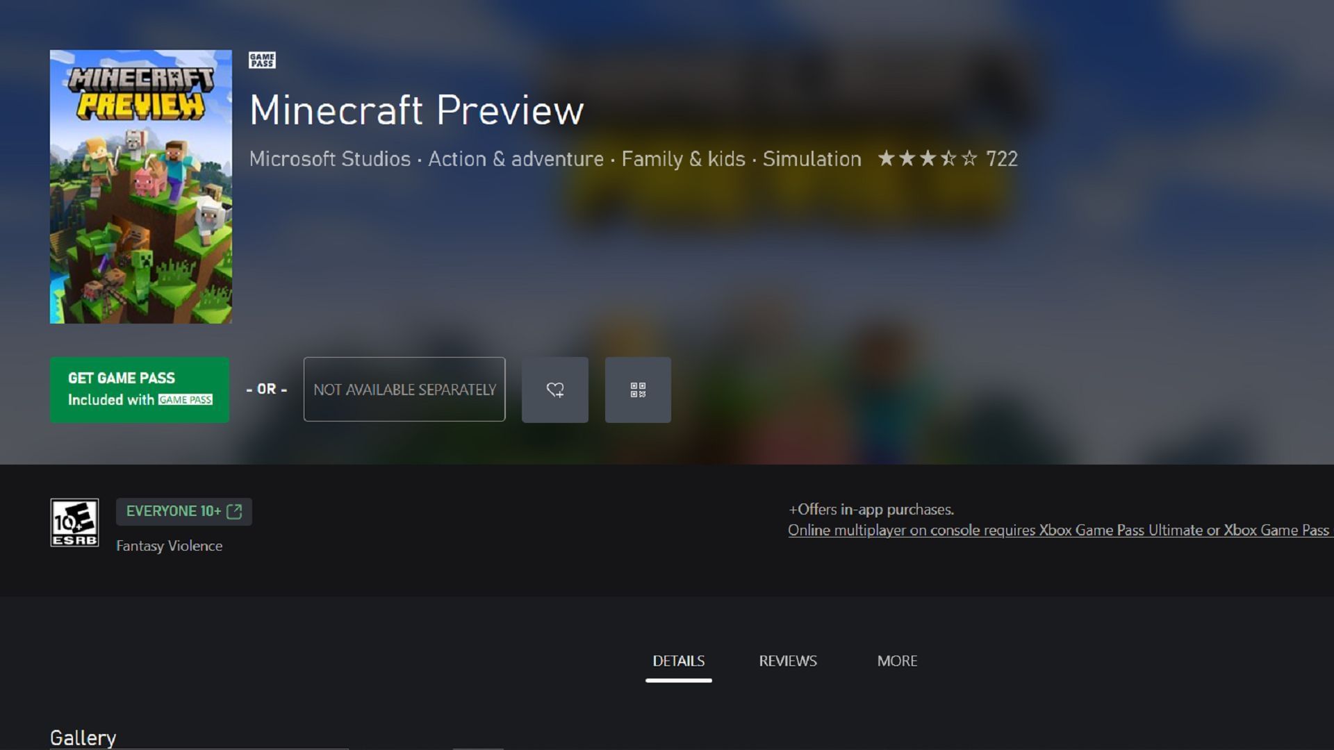 Minecraft Preview on Xbox consoles can be downloaded independently (Image via Mojang/Microsoft)