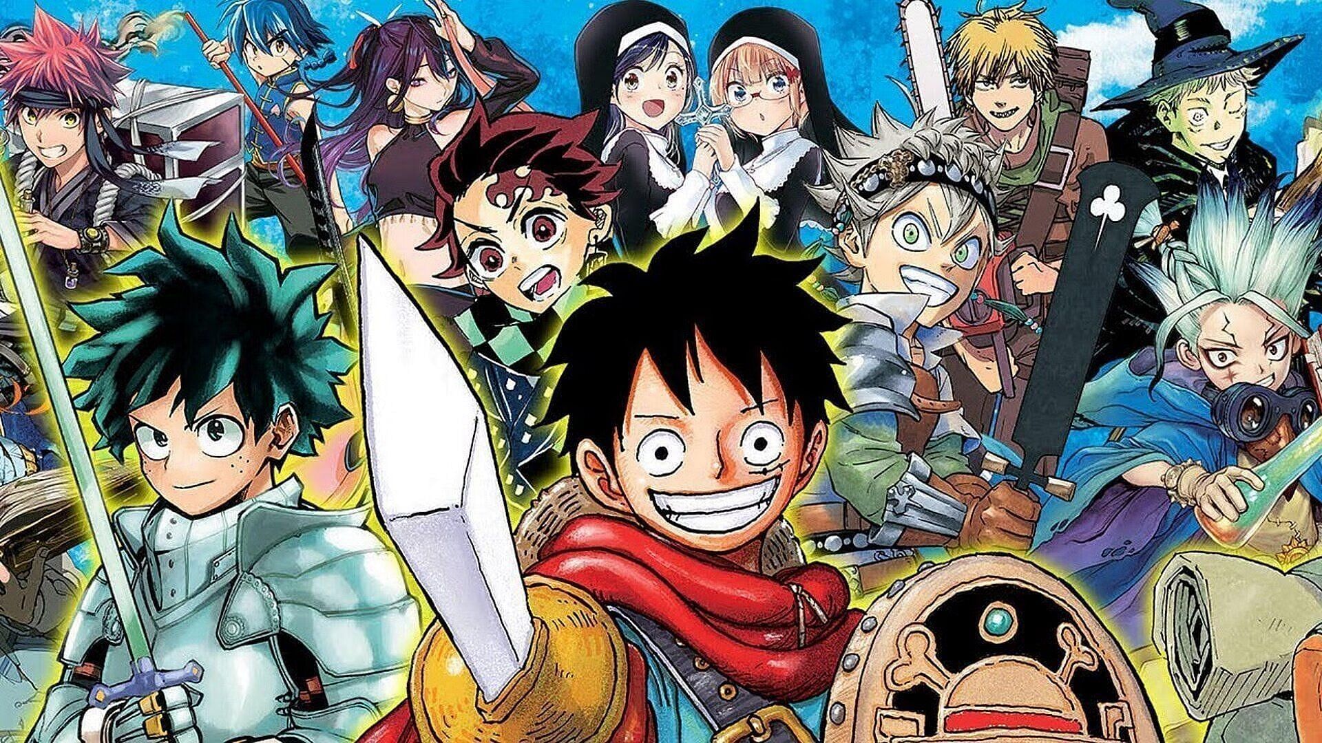 Several popular Shonen Jump series, except for Black Clover, which left the magazine (Image via Shueisha).