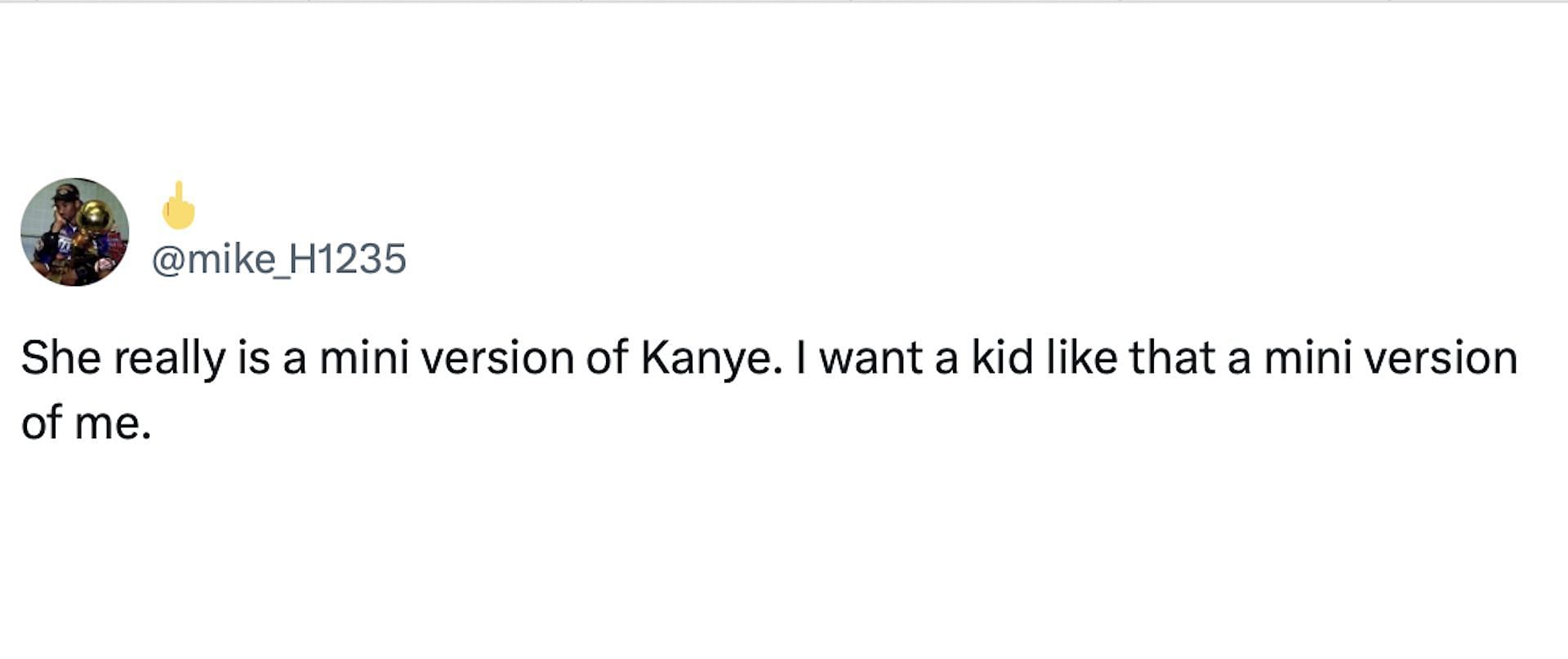 A fan reacts to North West&#039;s announcement of her upcoming album &#039;Elementary School Dropout&#039; (Image via X/@mike_H1235)