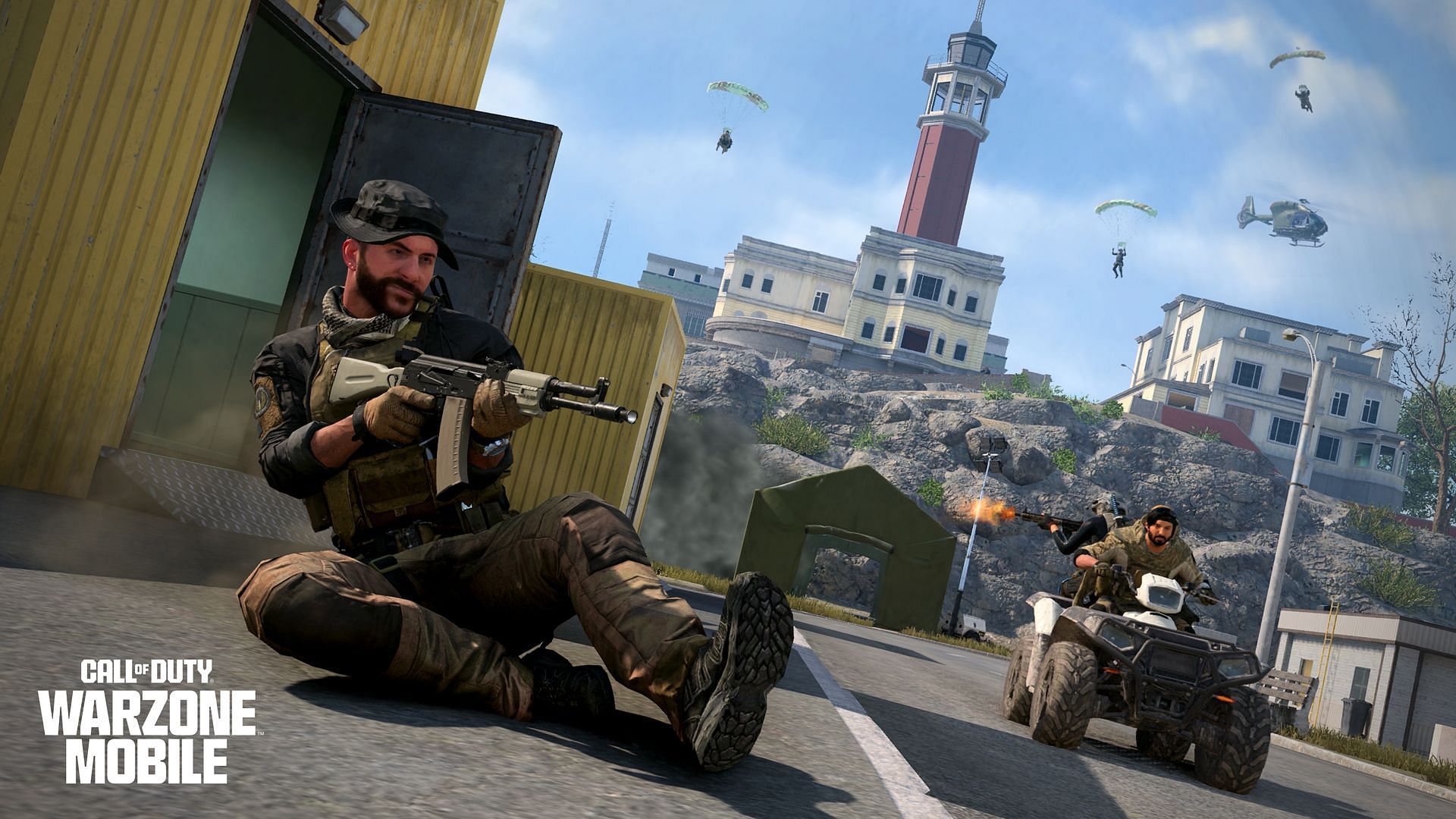 Captain Price slide cancelling with a rifle in Warzone Mobile on the map Verdansk