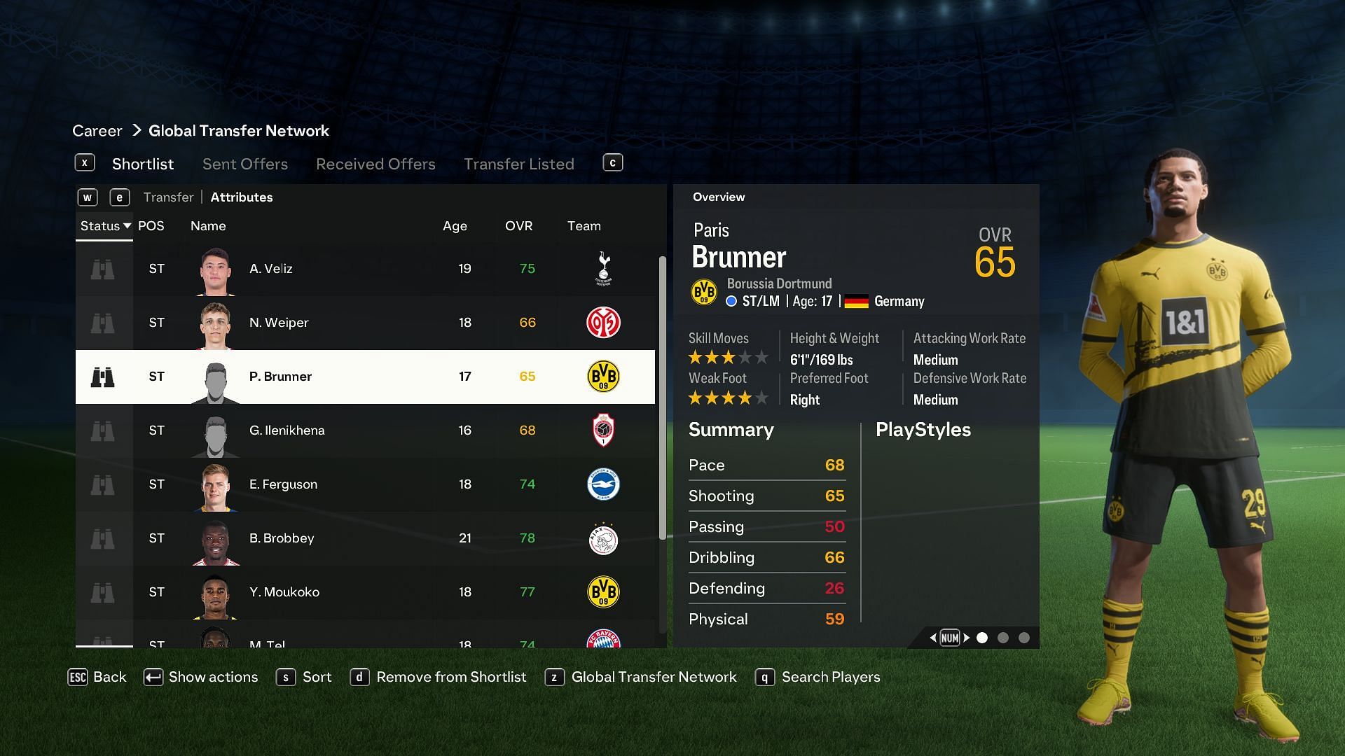Dortmund&#039;s Paris Brunner is an amazing option (Image via EA Sports)
