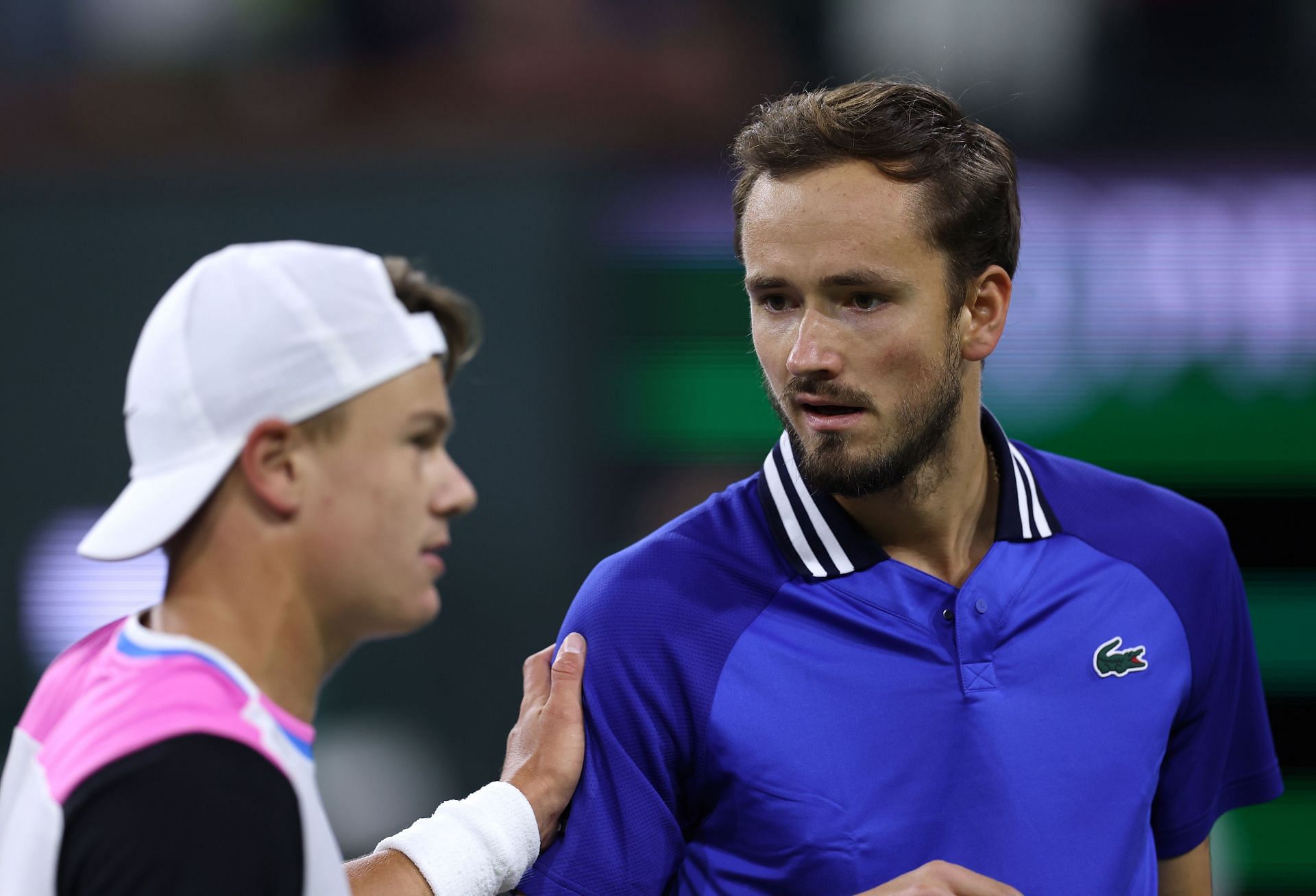 Holger Rune and Daniil Medvedev at the 2024 BNP Paribas Open