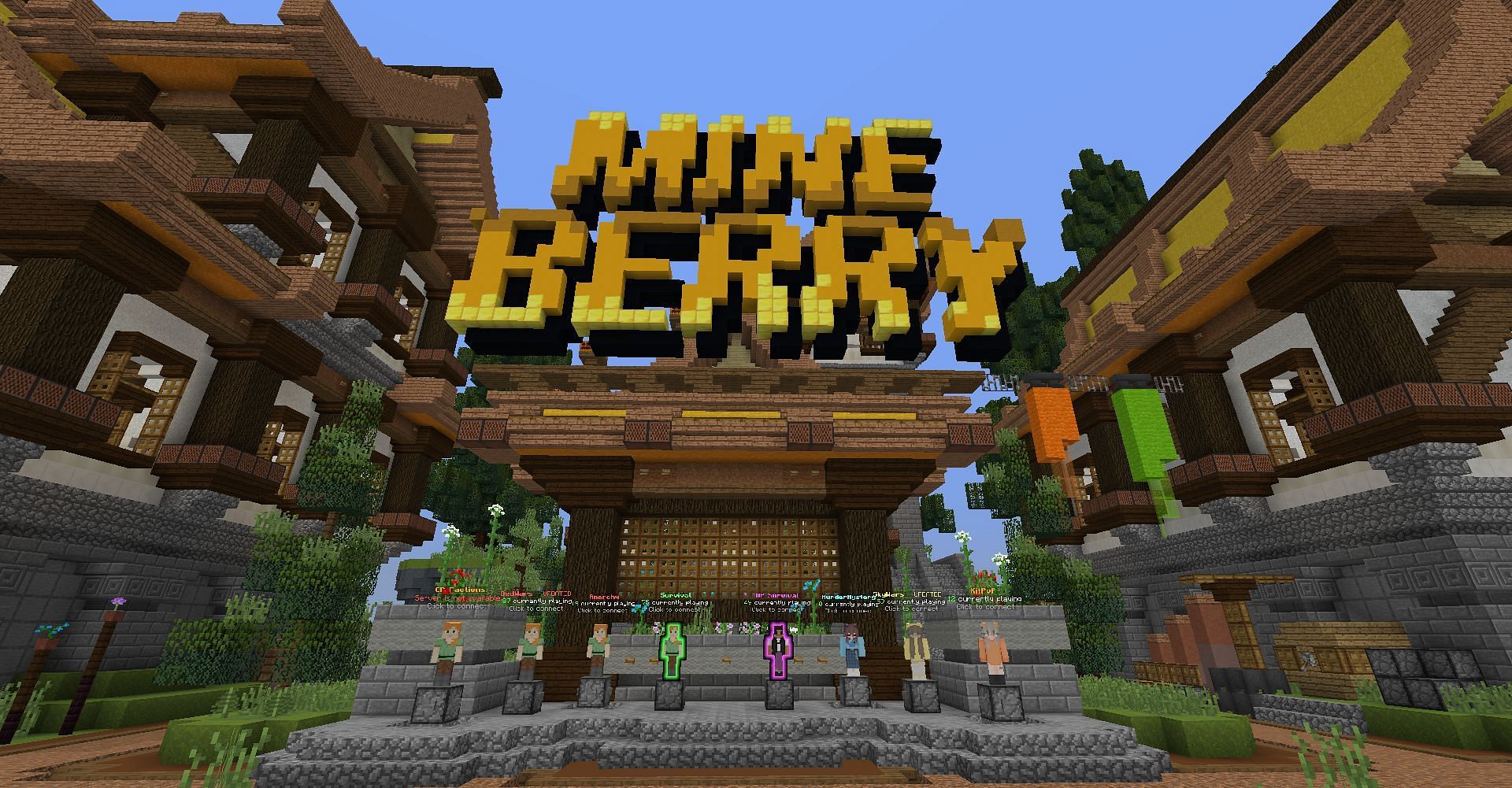 MineBerry is a great server that allows play on version 1.12 (Image via Mojang)