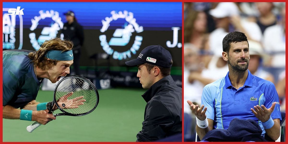 Andrey Rublev and Novak Djokovic 