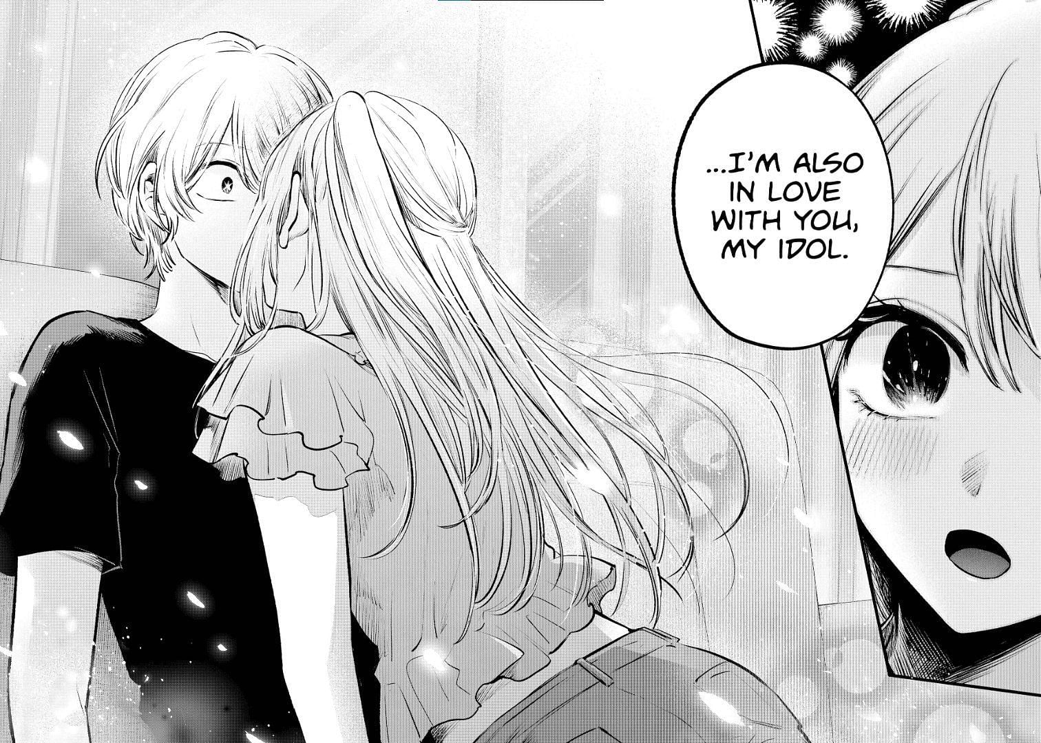 Ruby kissing Aqua in Oshi no Ko chapter 143 (Image via Shueisha)