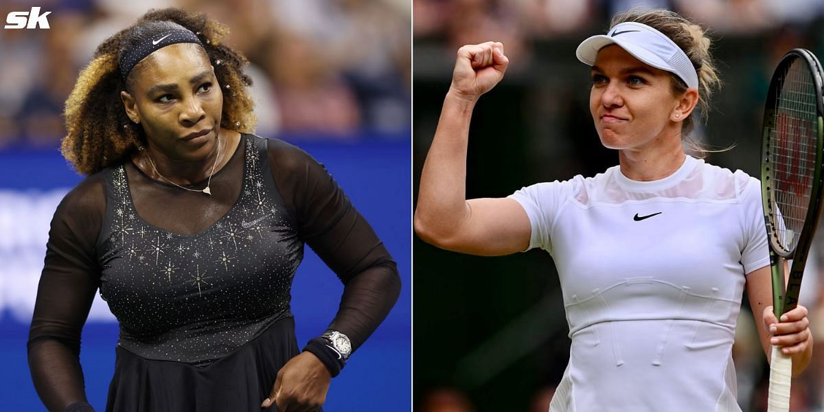 Serena Williams (L) and Simona Halep (R)
