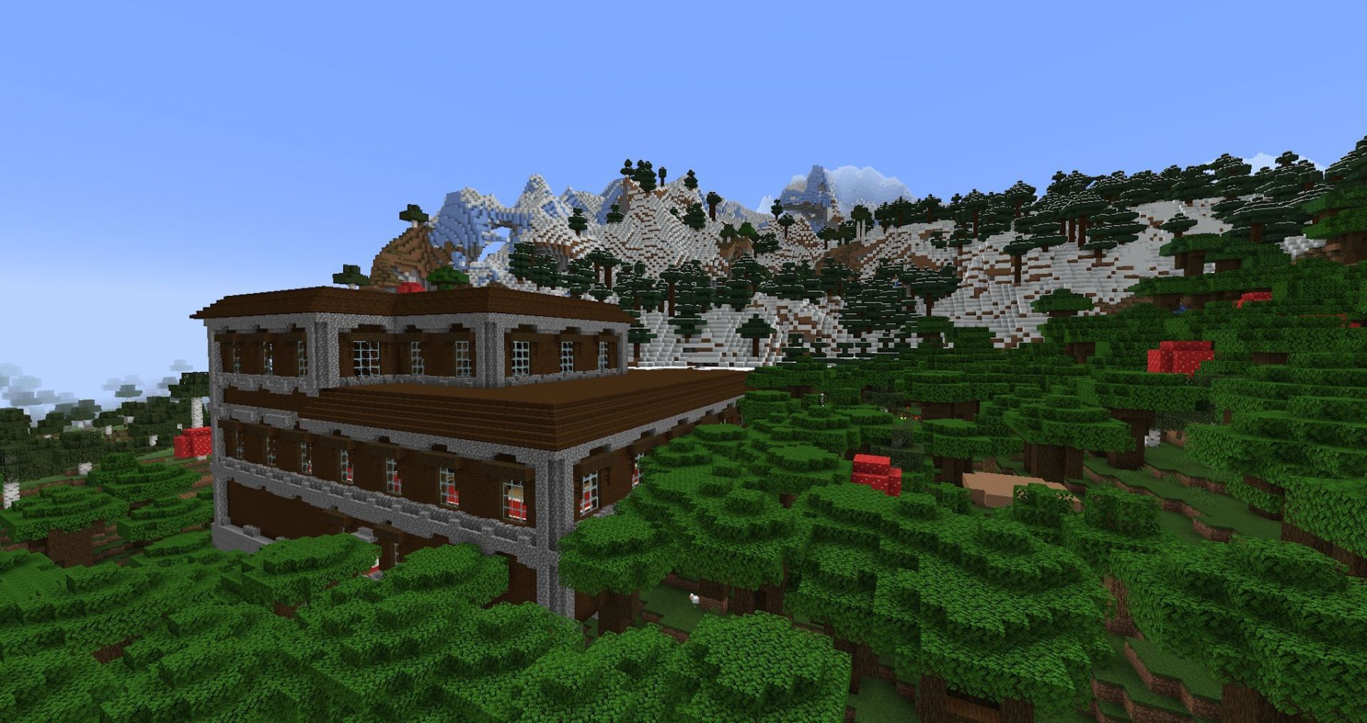 One of the seed&#039;s three mansions (Image via Mojang)