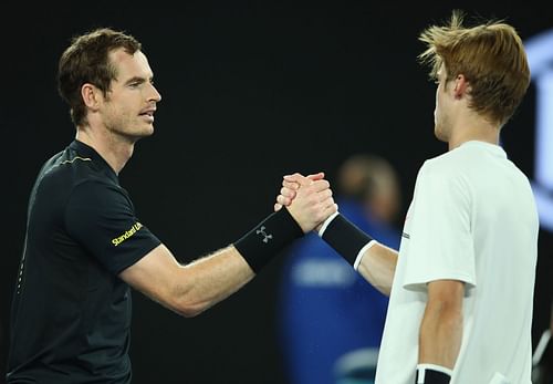 Andy Murray (L) and Andrey Rublev (R)