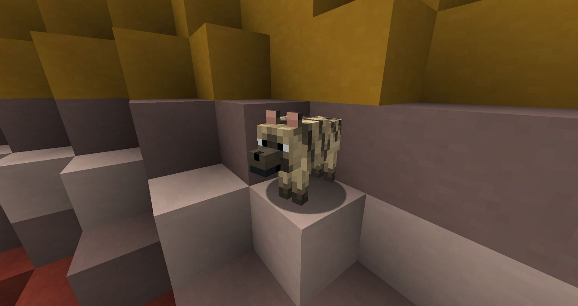 The striped wolf is the wooded badland&#039;s new mob (Image via Mojang Studios)