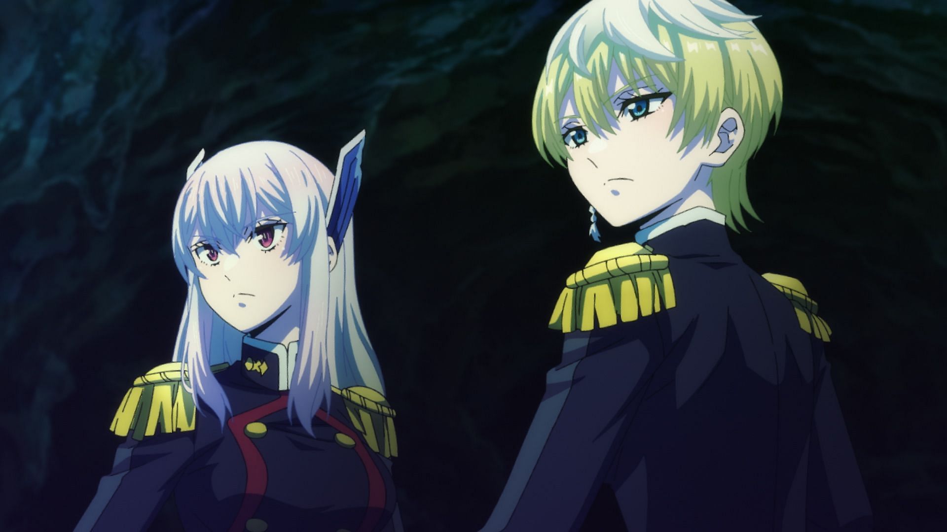 Kyouka and Izumo promise Aoba that they&#039;ll change the Demon Defense Force in Chained Soldier episode 12 (Image via Seven Arcs)
