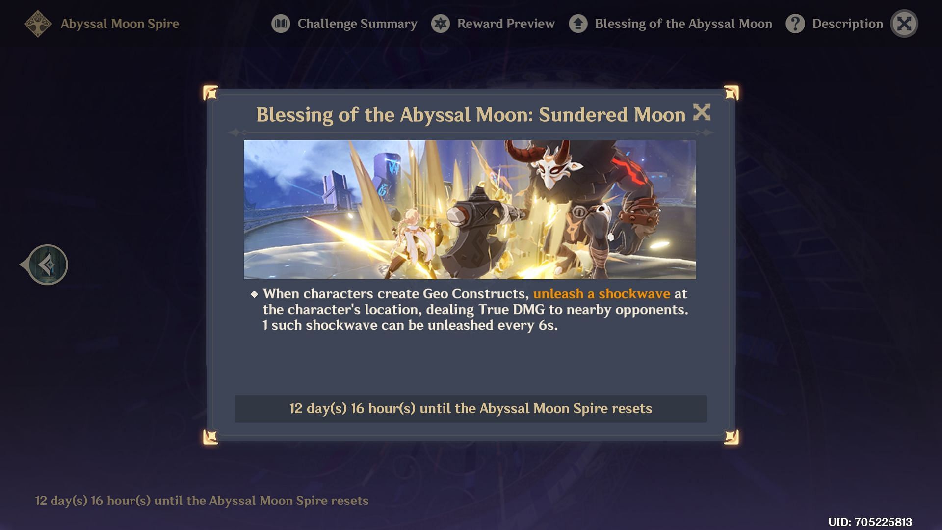 Blessing of the Abyssal Moon effect (Image via HoYoverse)