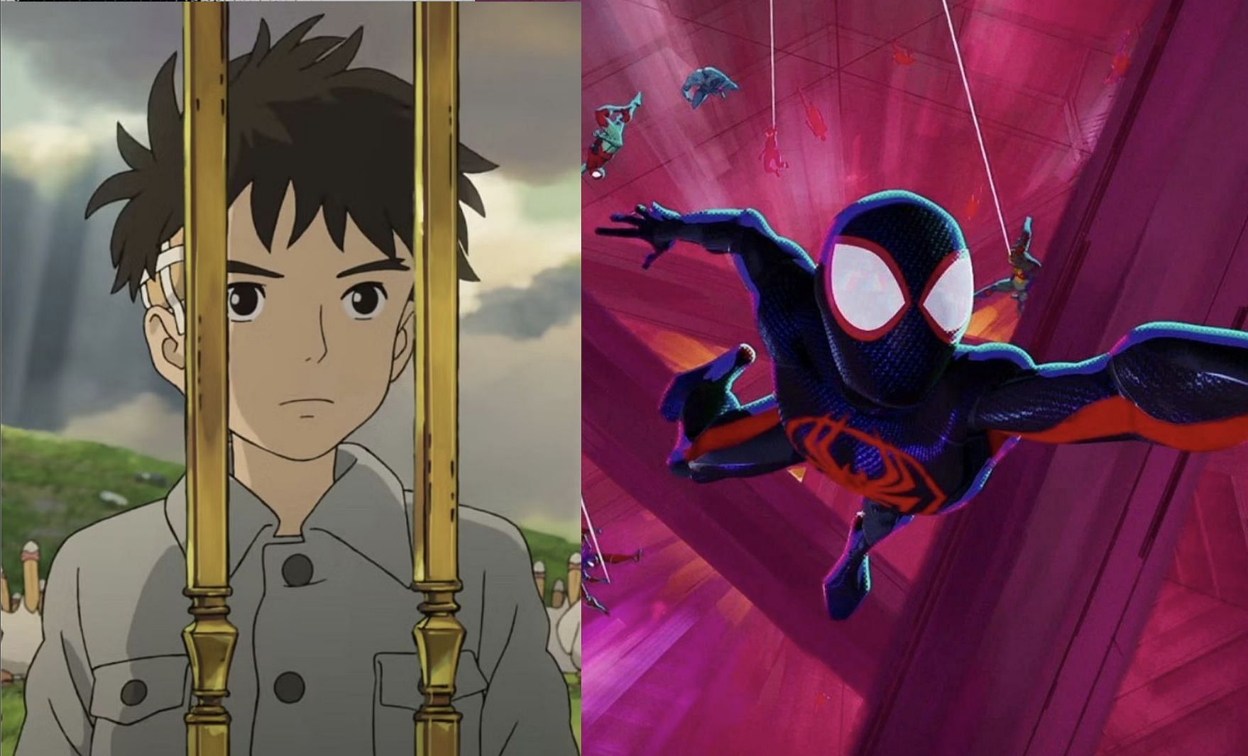 A still from both the nominated films. (Image via GKIDS films and Sony Picture Entertainment respectively from left to right)