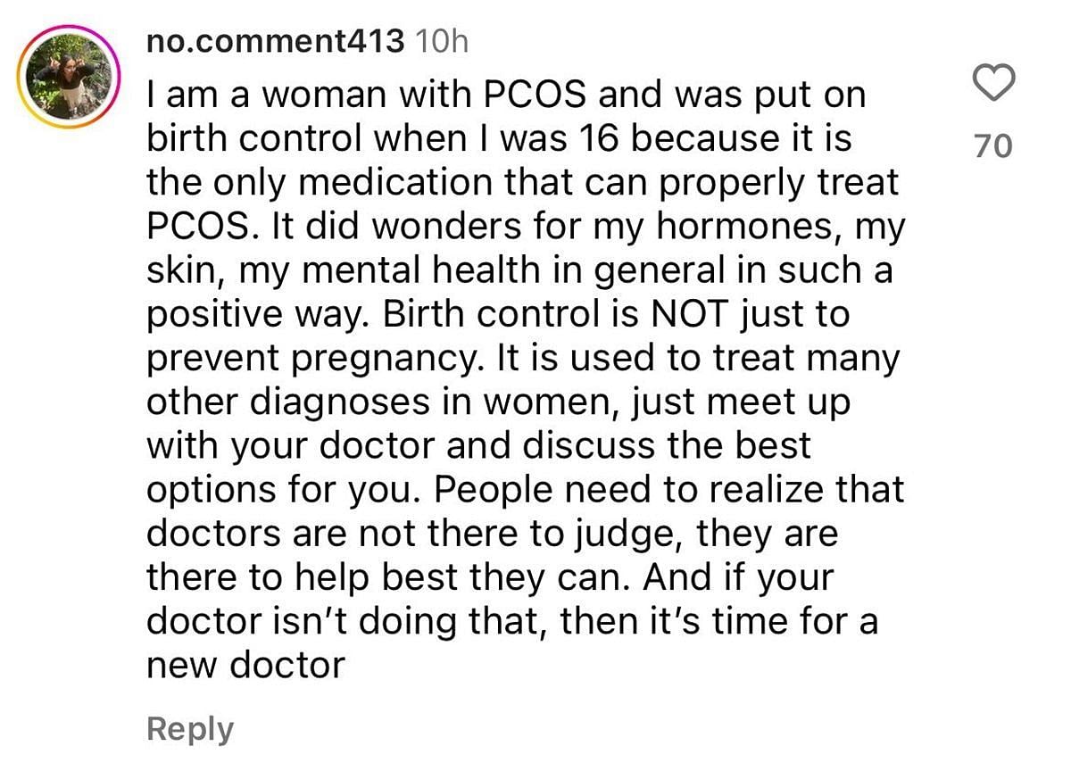 Another user talks about birth control (image via @no.comment413/Instagram)